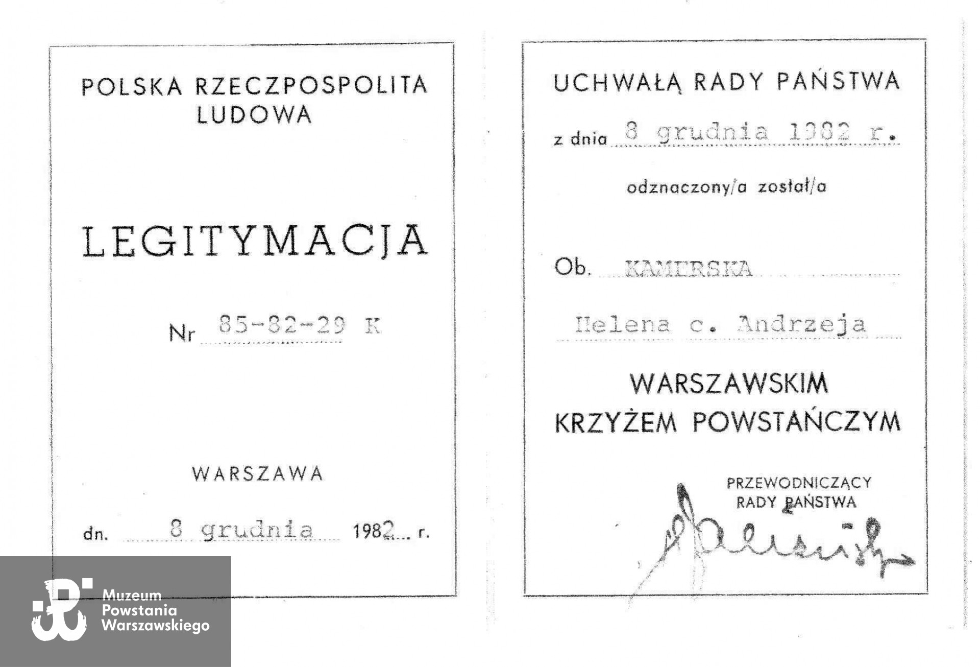 Dok. z archiwum rodzinnego p. Heleny Kamerskiej