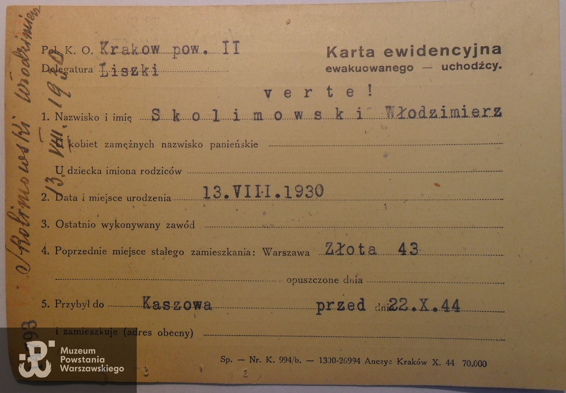 Polski Czerwony Krzyż - kartoteka