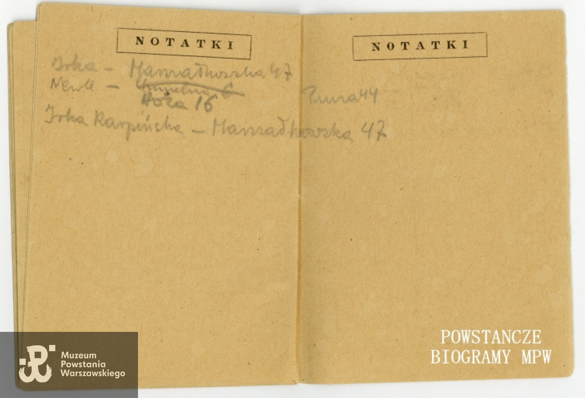 Ofiarowany Muzeum Powstania Warszawskiego "Kalendarzyk kieszonkowy na rok 1944"  z zapiskami kpr. Zygmunta Skoczka. Ze zbiorów Muzeum Powstania Warszawskiego, sygn. P/7255