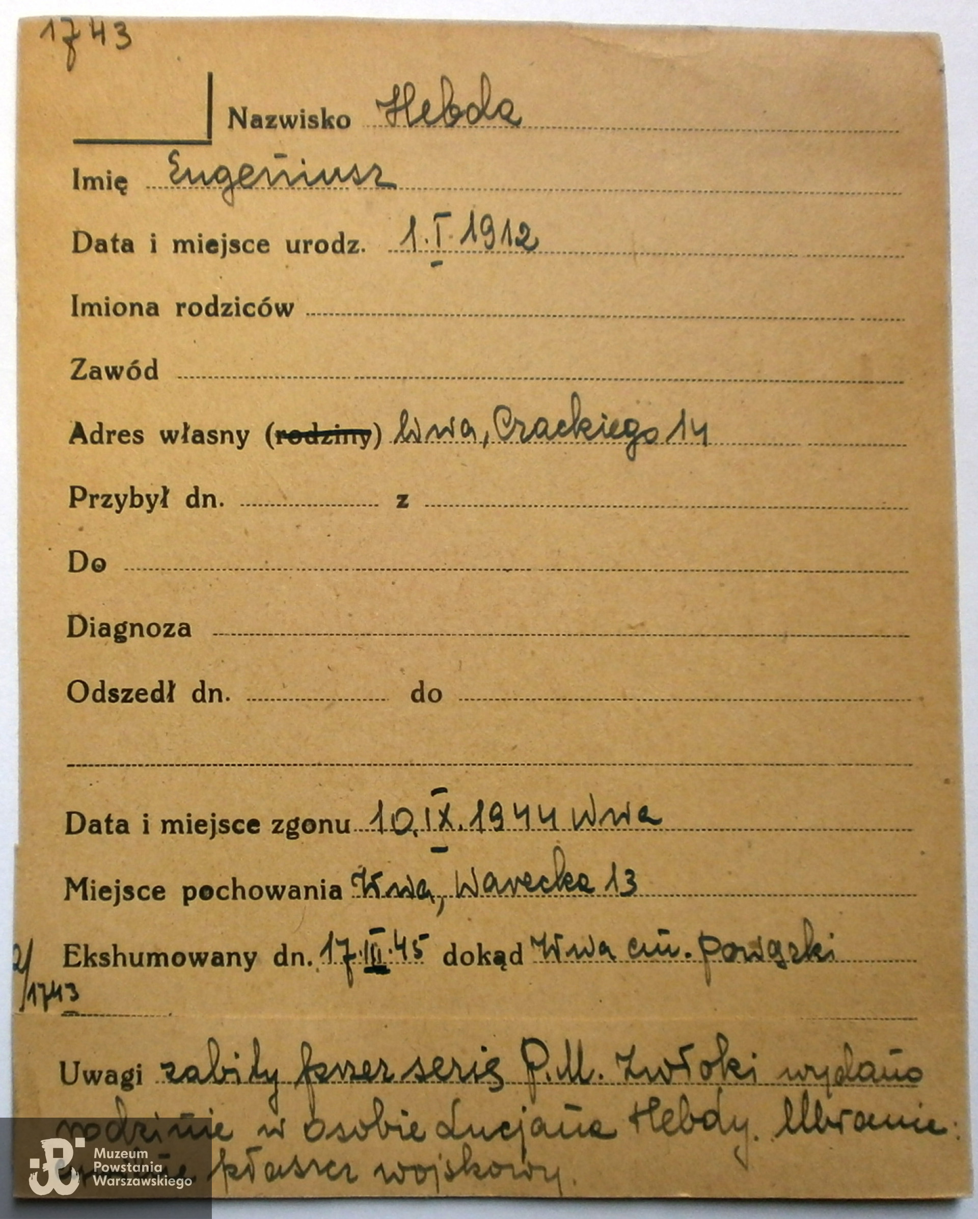 Polski Czerwony Krzyż - kartoteka