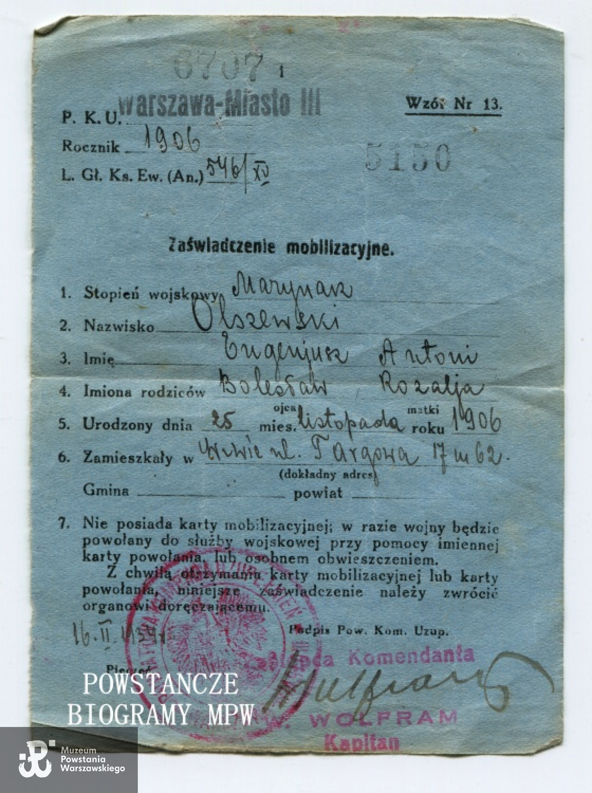 Z archiwum rodzinnego Andrzeja Olszewskiego.