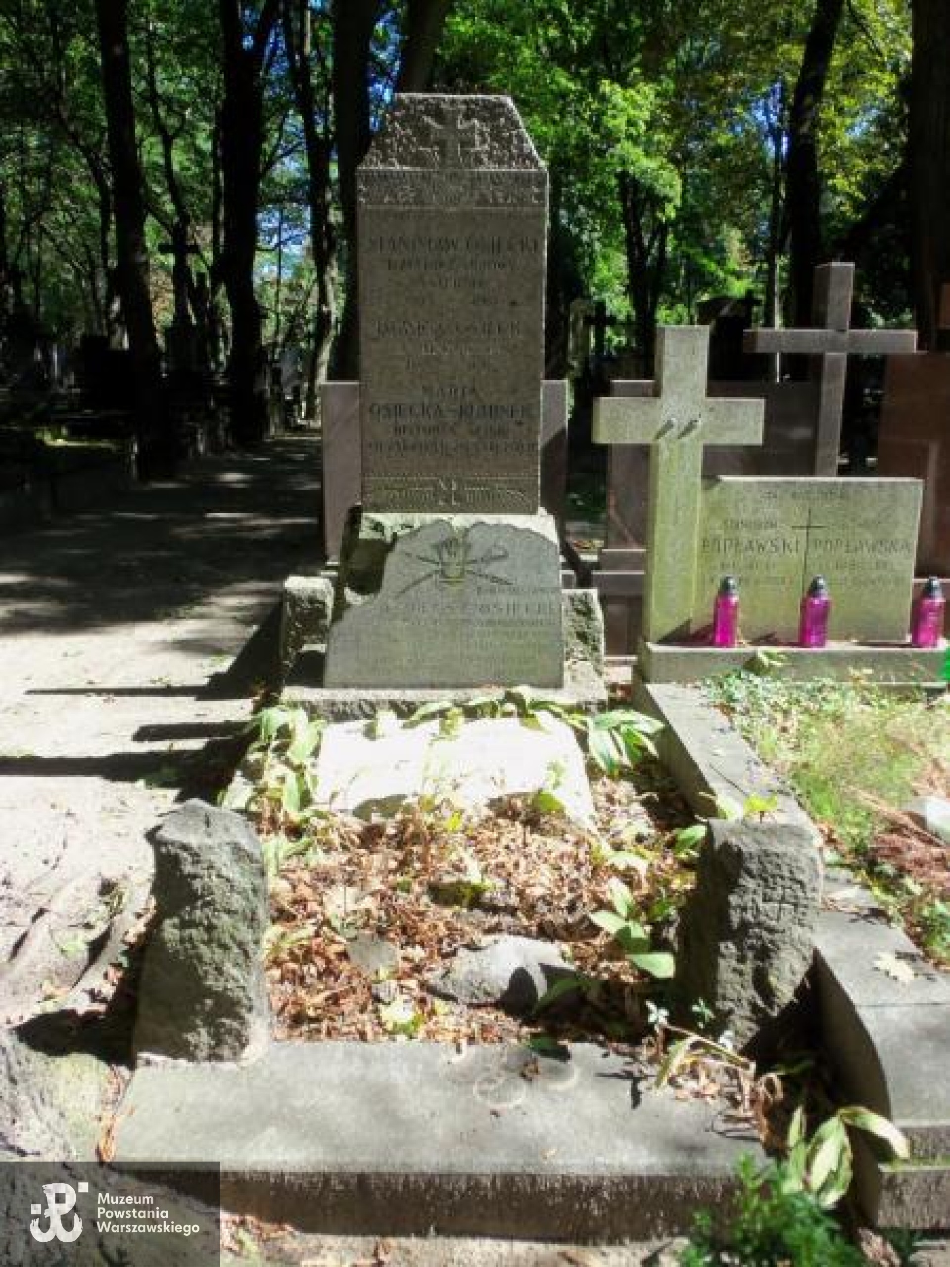 Cmentarz Powązkowski w Warszawie (Stare Powązki), kwatera 184, rząd 4, miejsce 1, grób rodzinny Osieckich i Kuminków. Fot. Warszawskie Zabytkowe Pomniki Nagrobne:  serwis mapowy m. st. Warszawy: <i>cmentarze.um.warszawa.pl</i>