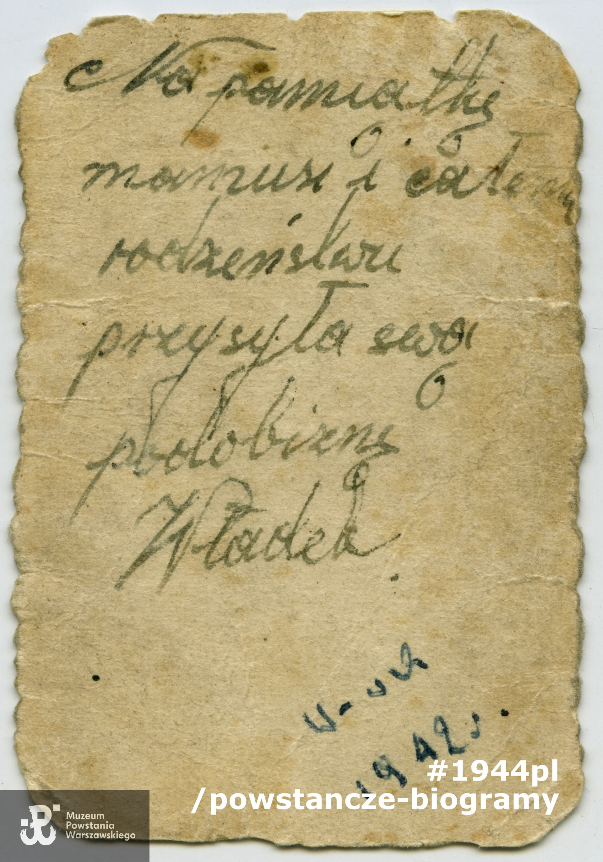 Rewers z dedykacją. Fot. ze zbiorów rodzinnych  Bolesława i Macieja Kamińskich  