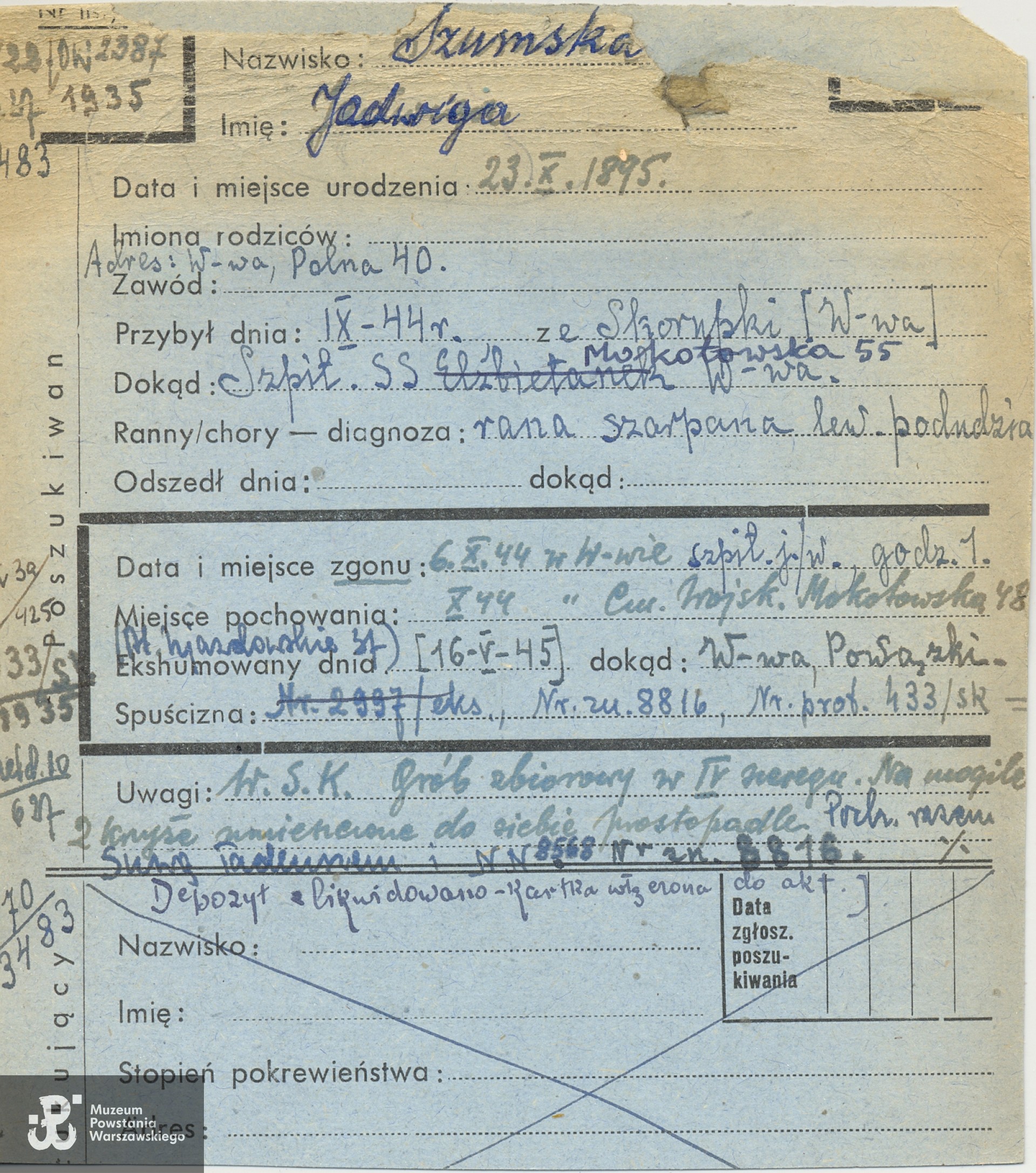 Polski Czerwony Krzyż - kartoteka