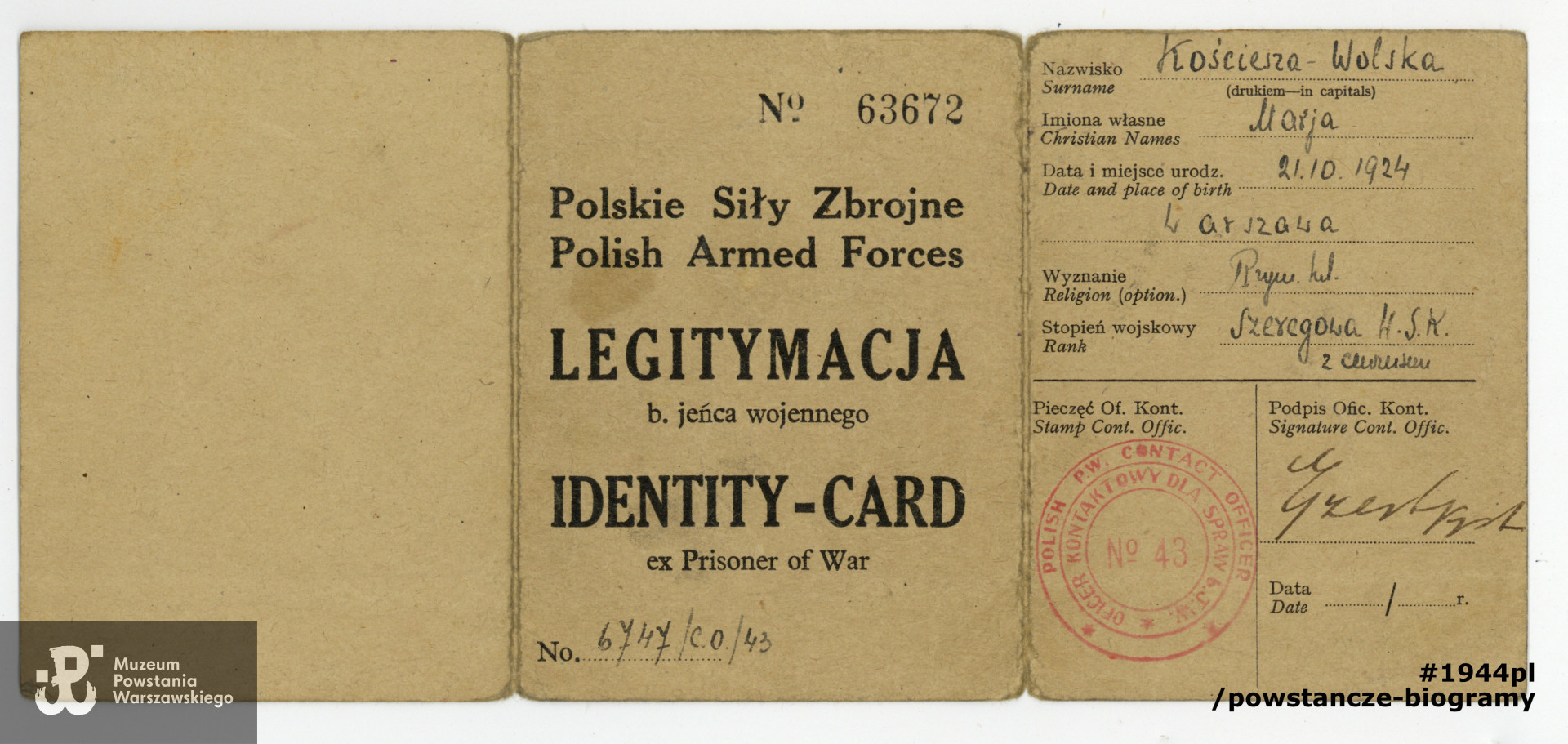 Legitymacja byłego jeńca wojennego. Dokument ze zbiorów rodzinnych, udostępnił p. Jan Fuhrmann