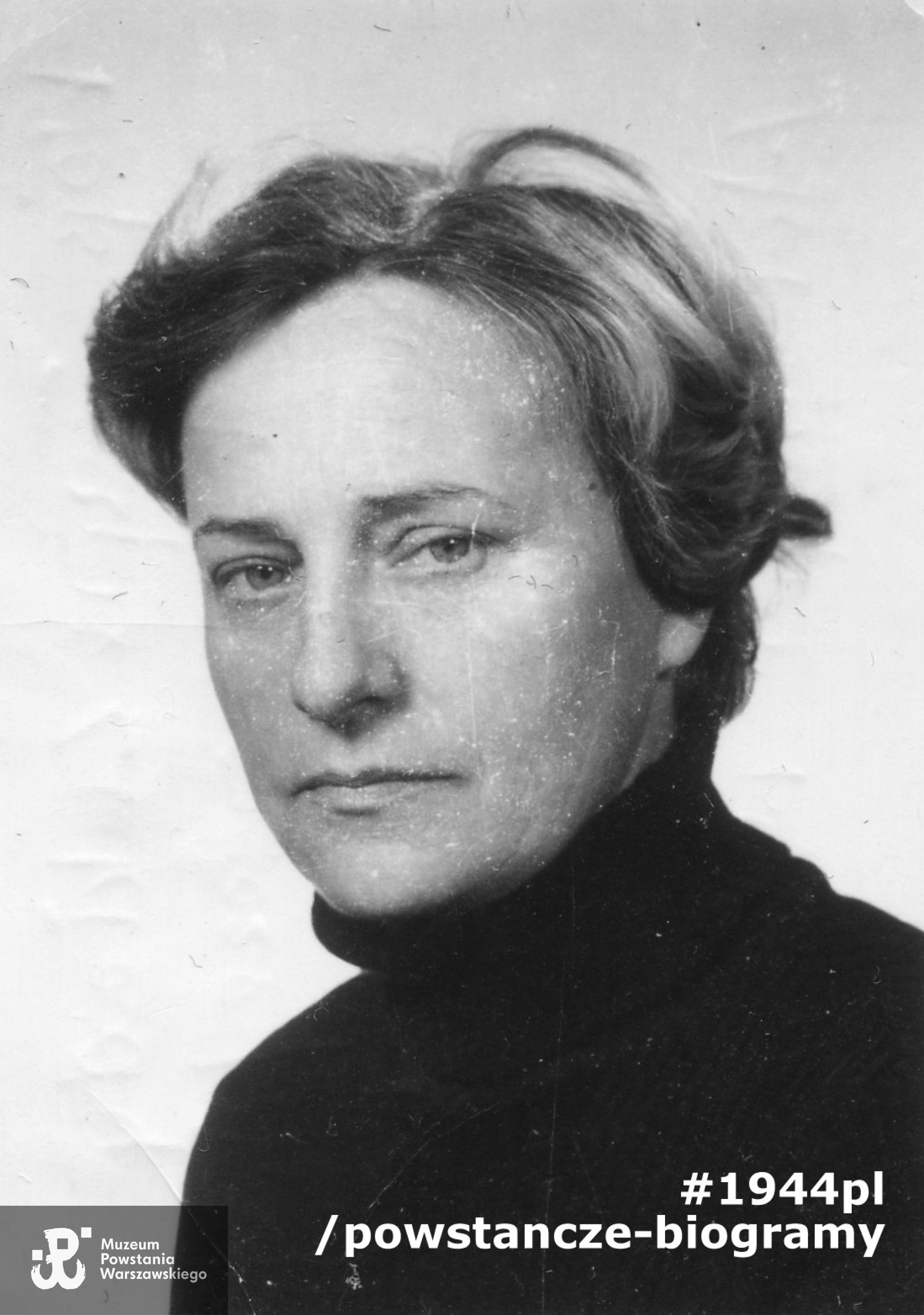 Henryka Zofia Zalewska - Borowska. Fotografia legitymacyjna. Skan: MPW-materiały Pokoju Kombatanta, ze zbiorów rodzinnych udostępnił p. Tadeusz Borowski