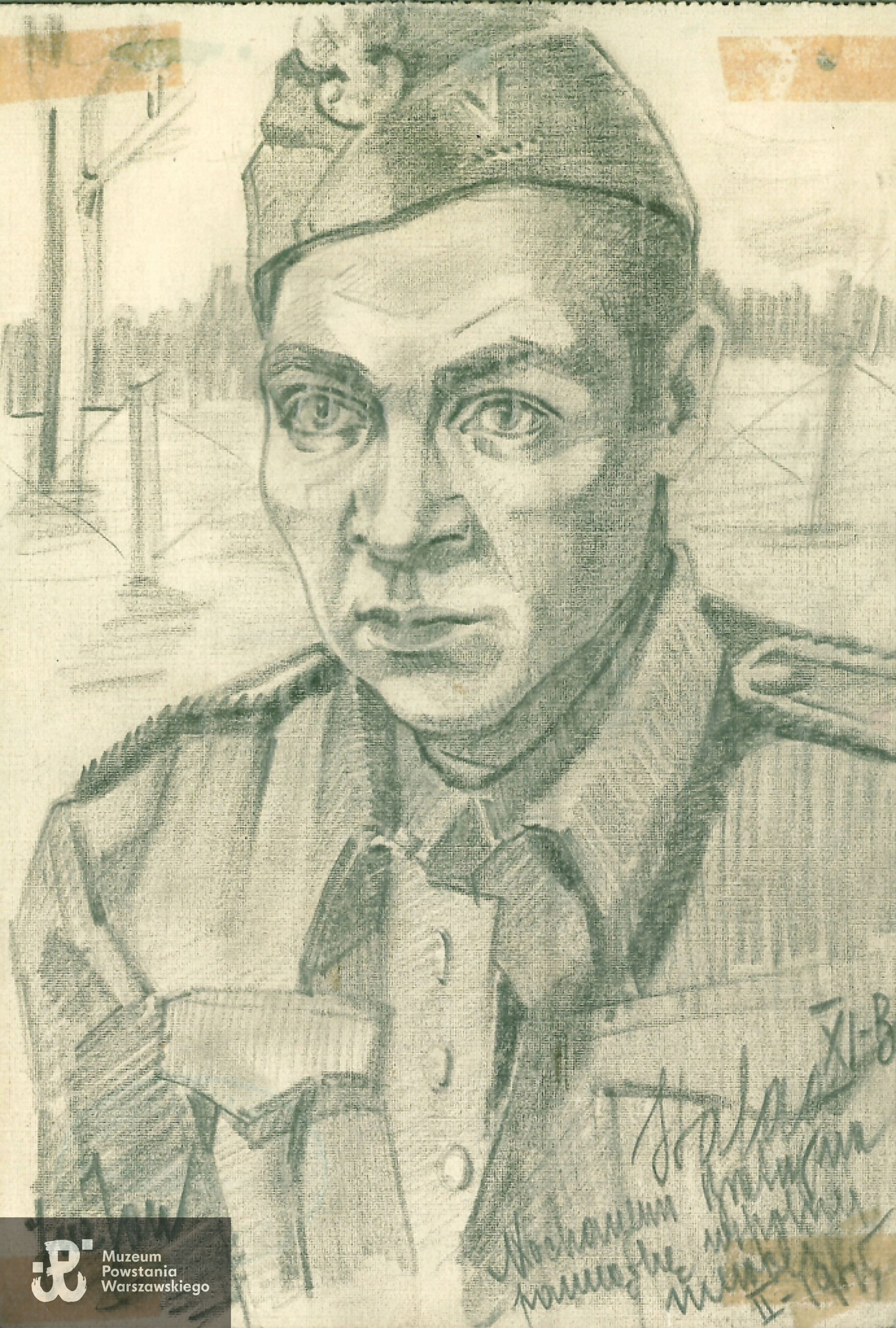 Rysunek prezentowany na wystawie  prac Waleriana Bieleckiego w Sali Rycerskiej Muzeum Wojska w Białymstoku pt. " Z Kubusiem przez Powstanie". Fot. materiały prasowe organizatora