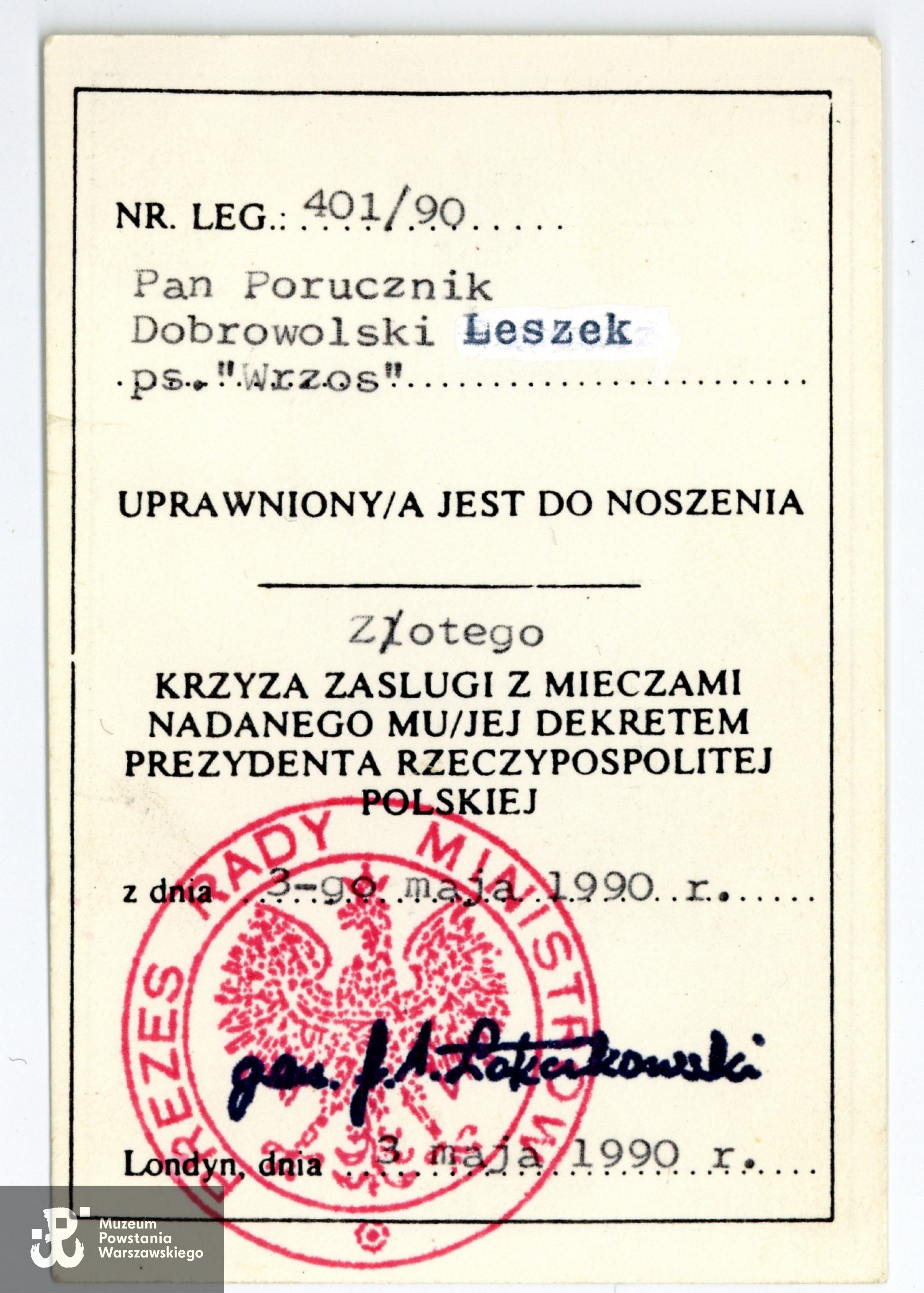 Ze zbiorów rodzinnych p. Ireneusza Dobrowolskiego, syna Powstańca