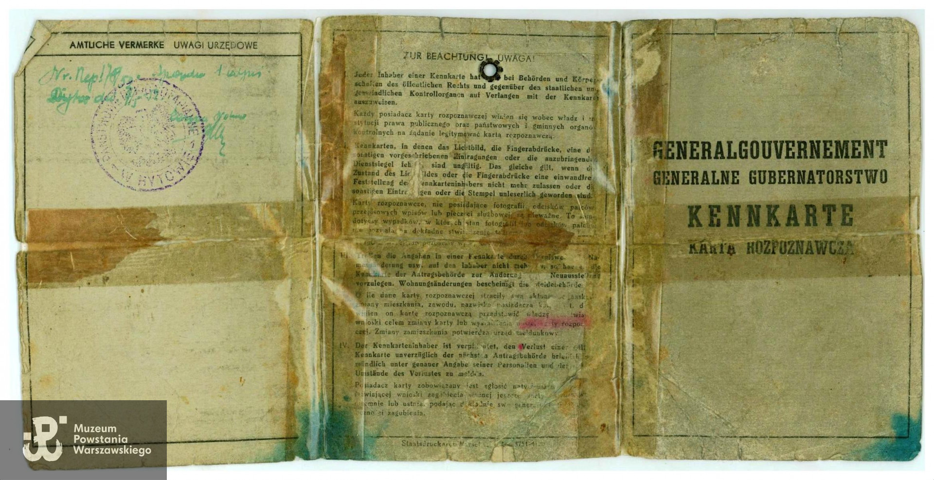 Należąca do Jerzego Hermanowskiego "lewa" kenkarta z okresu okupacji niemieckiej wystawiona na fałszywe nazwisko Jerzy Górecki. Ze zbiorów rodzinnych p. Ewy Mączewskiej z domu Jastrzębiec - Hermanowskiej.