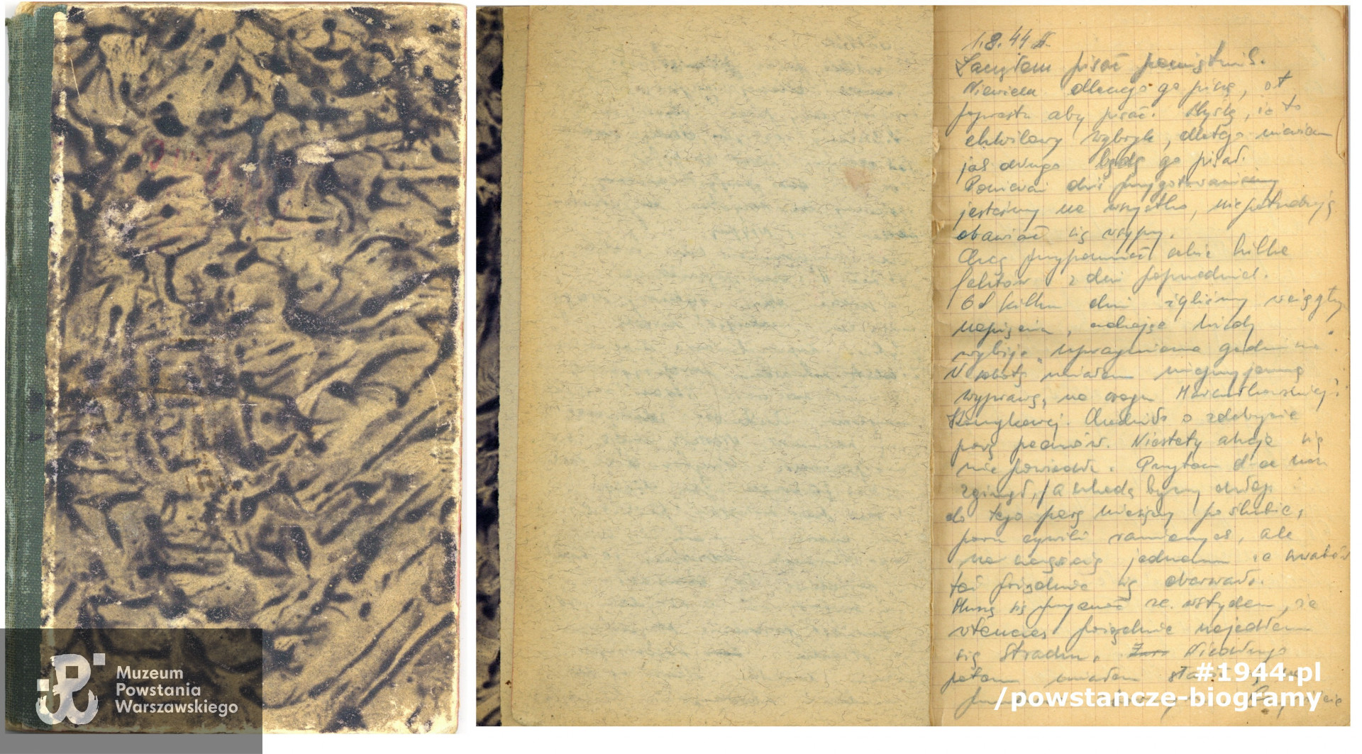 Dziennik z okresu 1 VIII – 1 XII 1944. Ze zbiorów Muzeum Powstania Warszawskiego