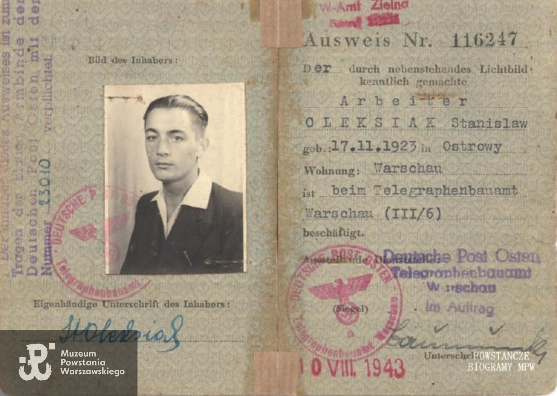 Okupacyjny ausweis. Z archiwum rodzinnego.