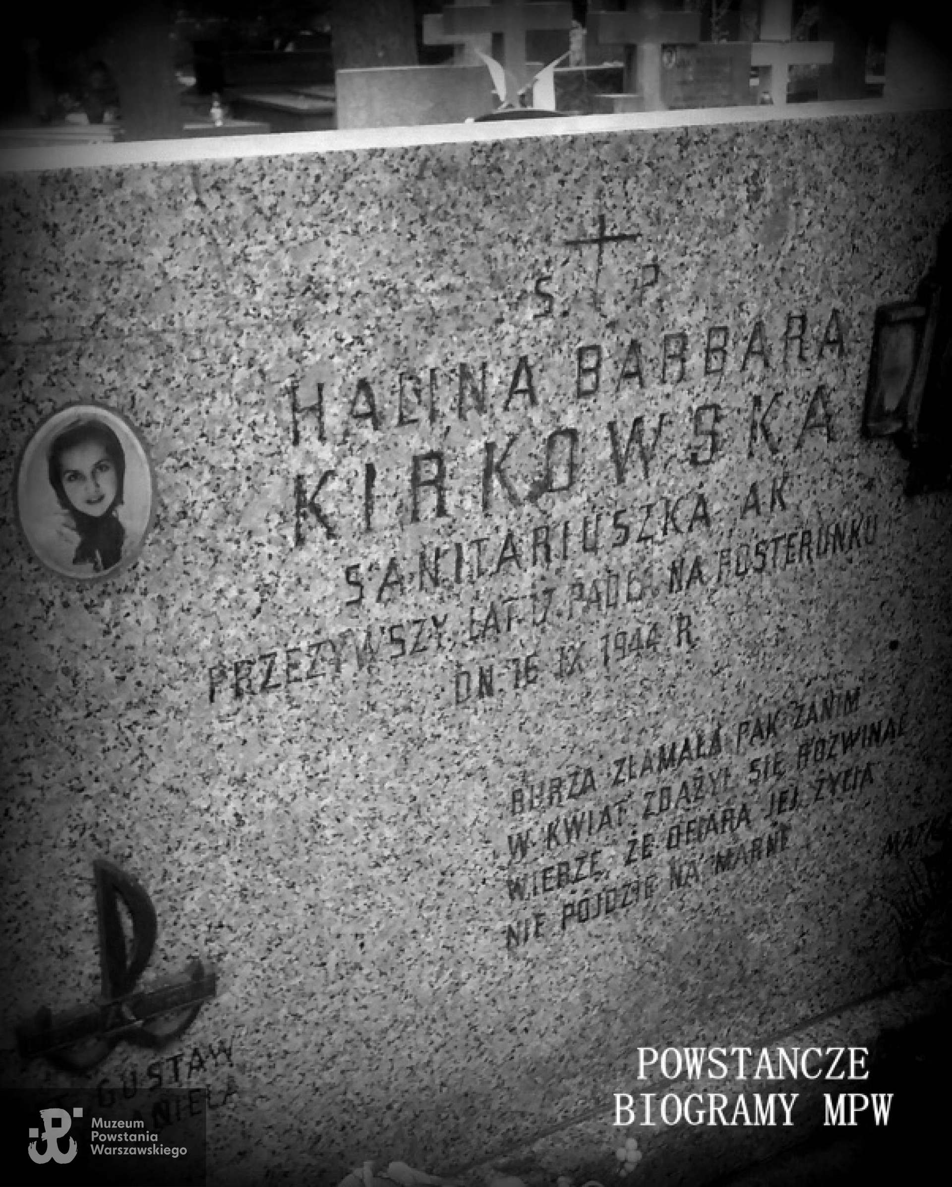 Powązki Wojskowe. Tu nazwisko "Halina Barbara Kirkowska". Fot. udostępnione przez Magdalenę Ciok.