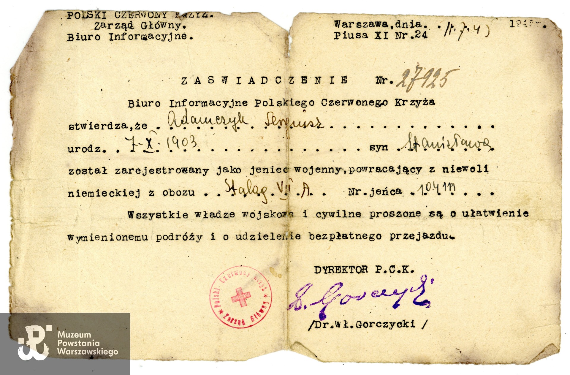 Z archiwum rodzinnego p. Hanny Łazowskiej, wnuczki Powstańca. Skany wykonano w Muzeum Powstania Warszawskiego, 07/2024