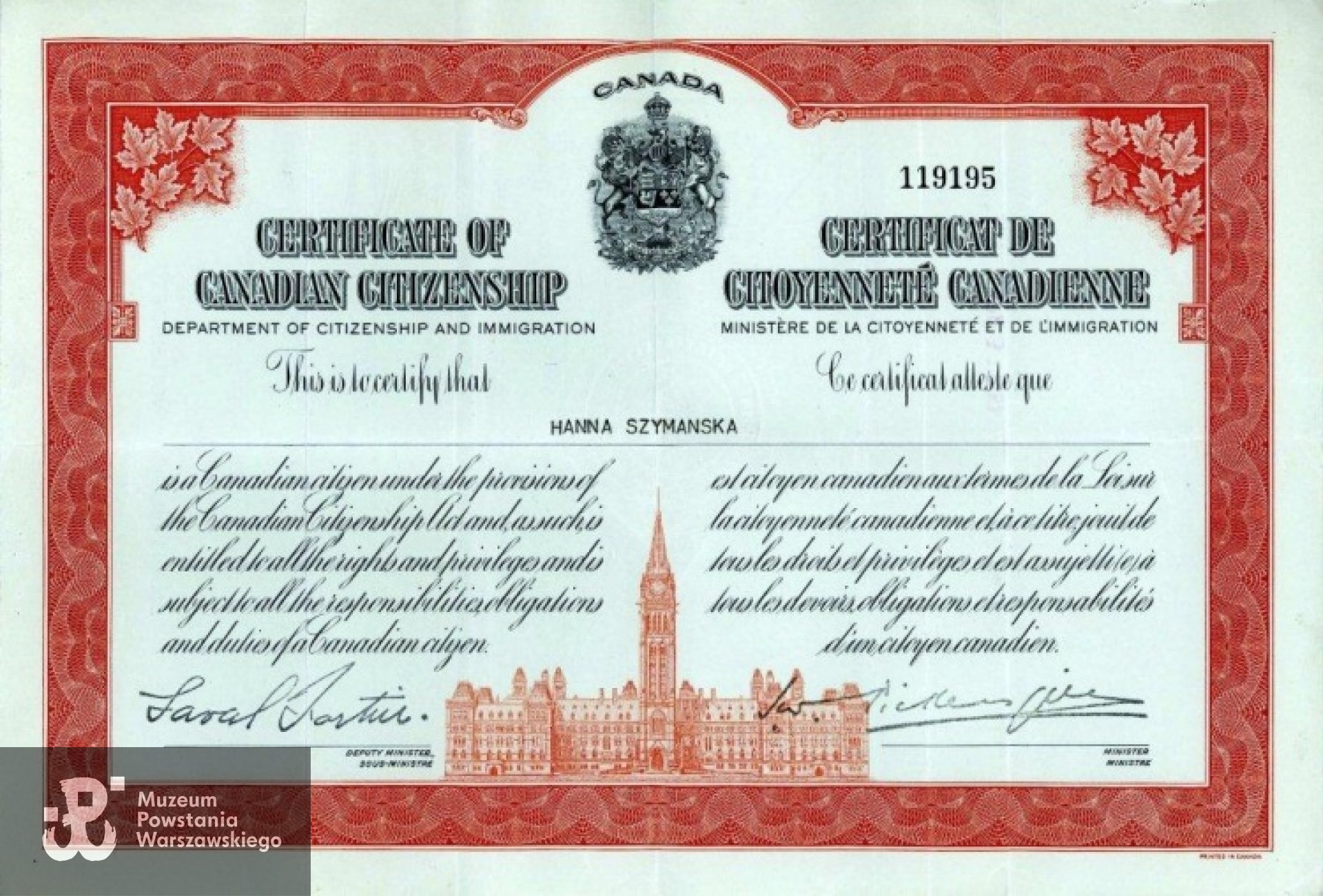 Obywatelstwo kanadyjskie Hanny Szymańskiej