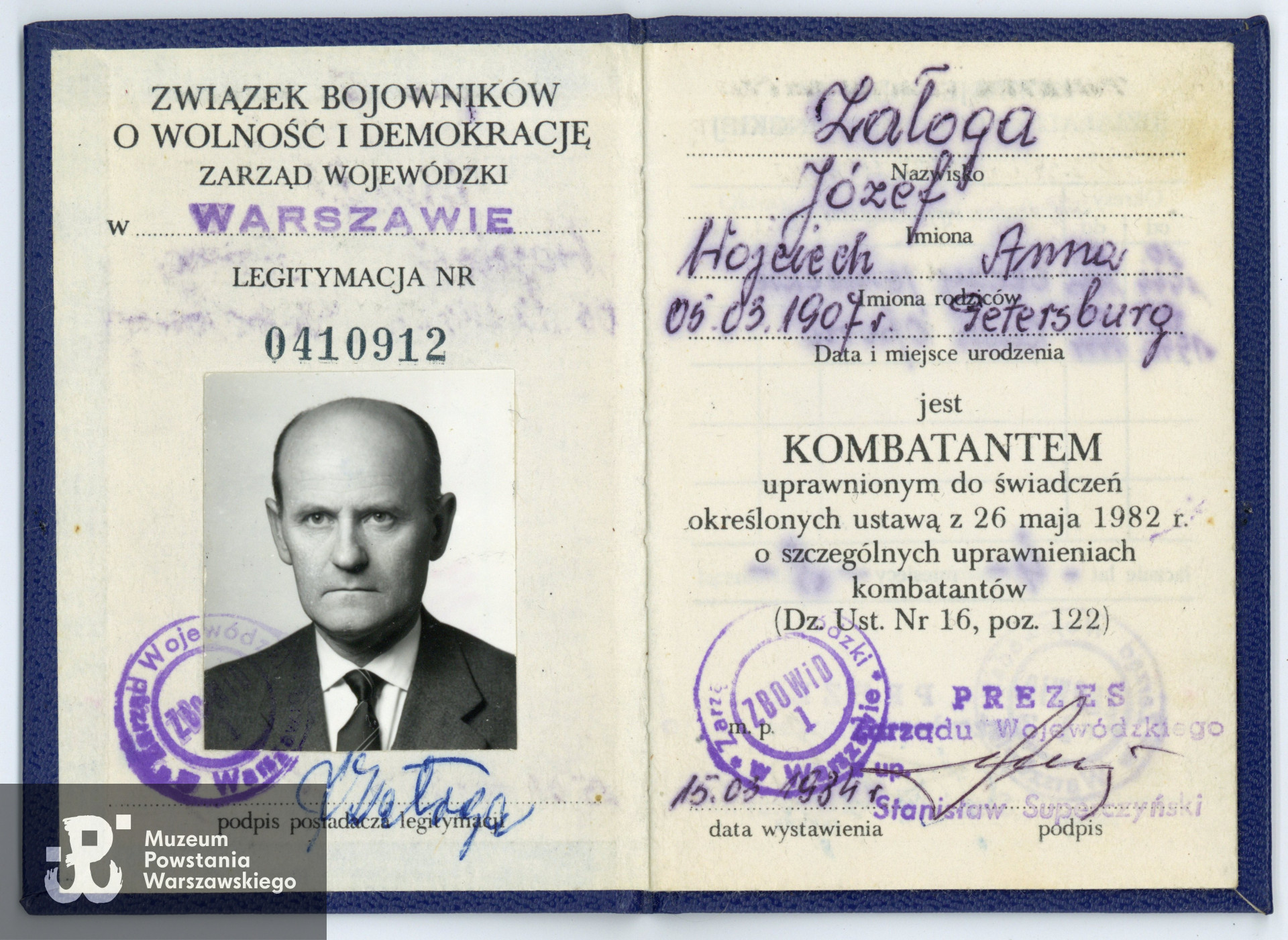 Zbiory rodzinne, udostępniła  córka, p. Izabela Rola z domu Załoga