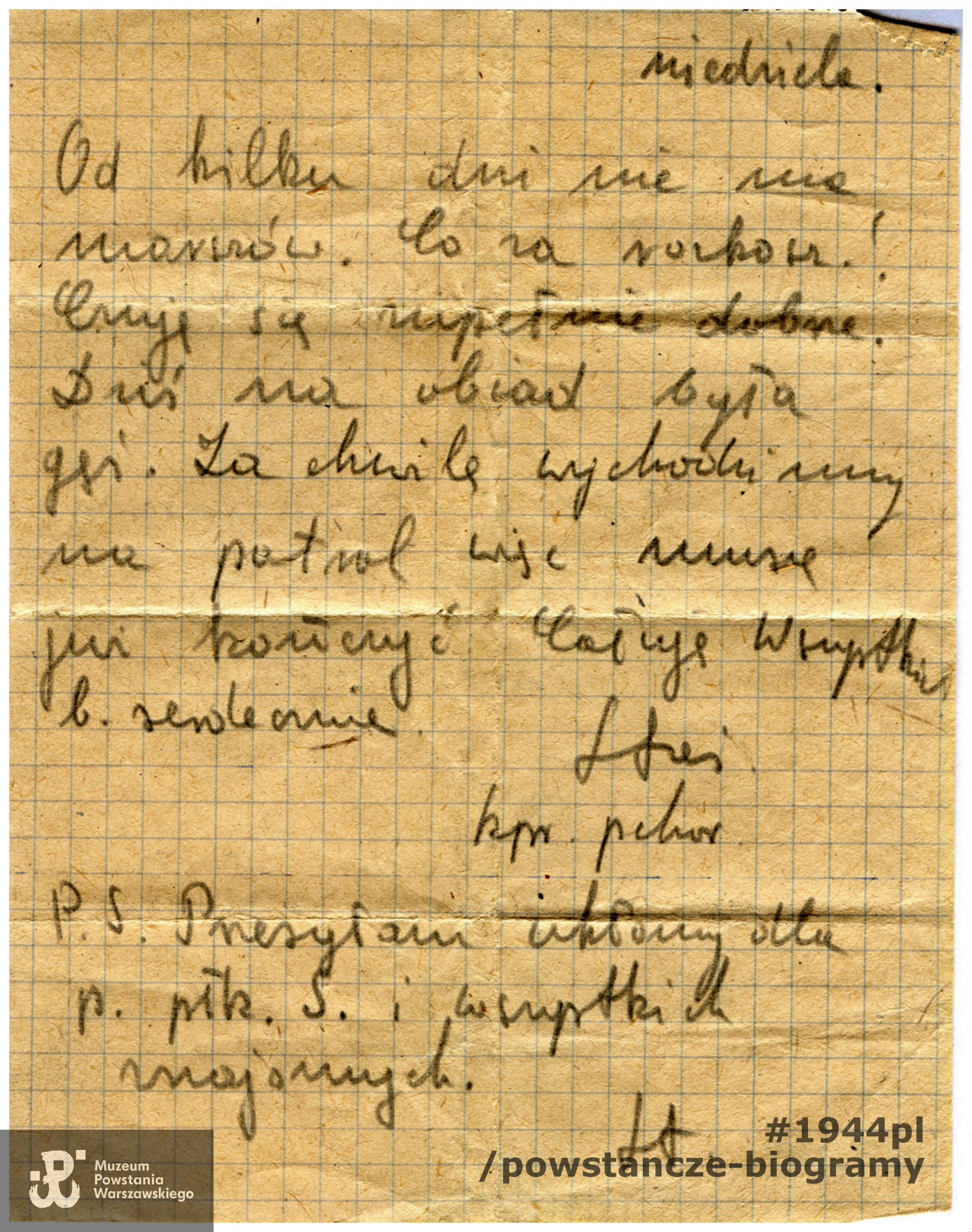 List Stanisława Findeisena z partyzantki - akcja Par. II - Puszcza Biała. Skan udostępniony ze zbiorów rodzinnych przez p. Władysława Findeisena, pseud."Władek", rodzonego brata Stanisława.