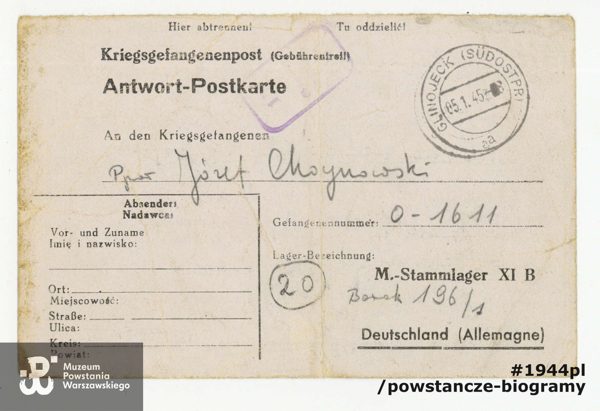 Z archiwum rodzinnego p. Michała Choynowskiego, syna.