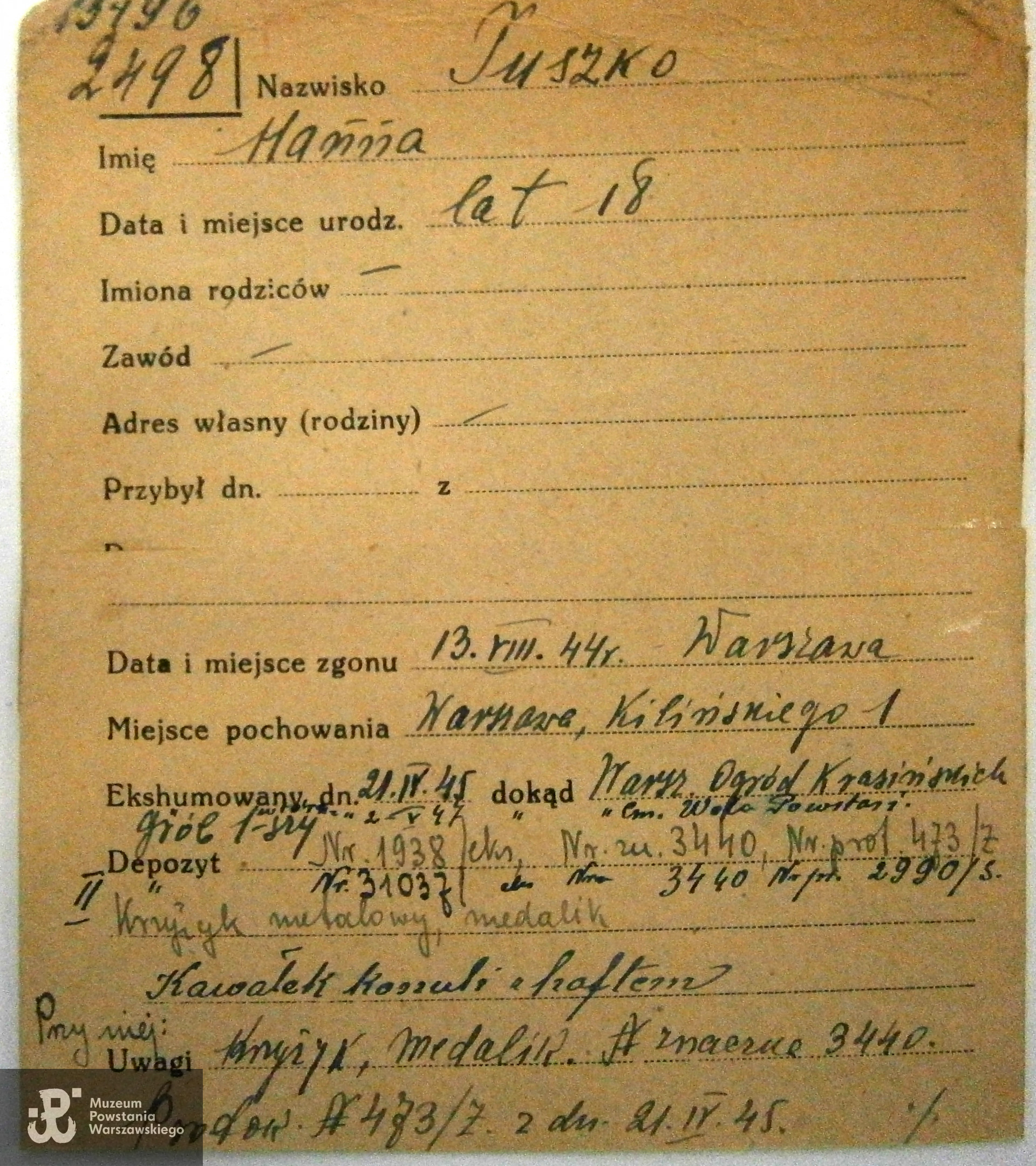 Polski Czerwony Krzyż - kartoteka