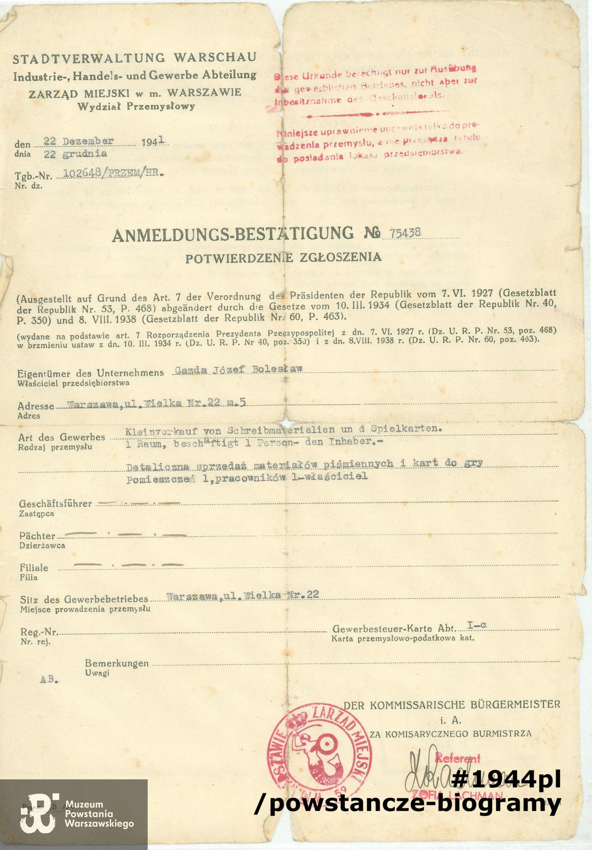 Ze zbiorów rodzinnych. Skan: materiały do Słownika Uczestników PW/Pokój Kombatanta