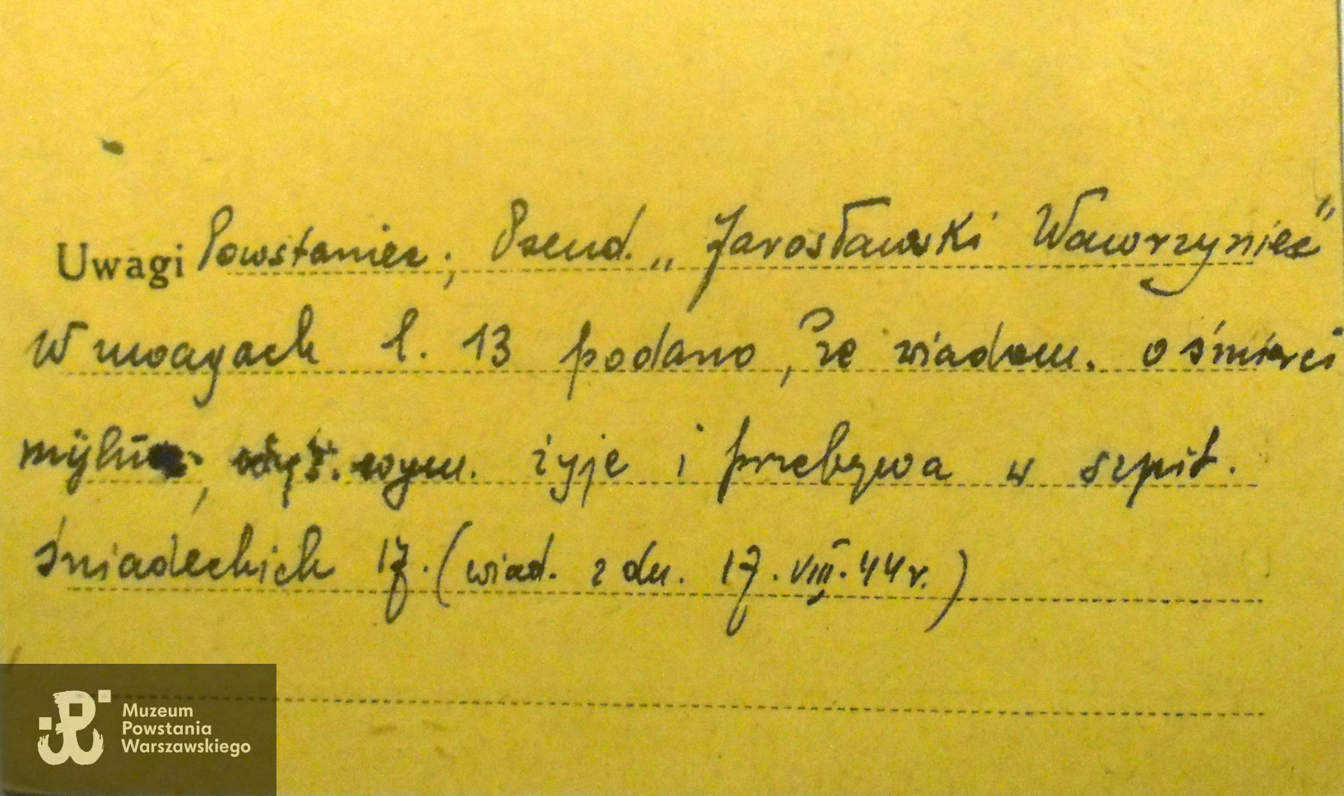 PCK - kartoteka: Wacław Szymański vel Wawrzyniec Jarosławski