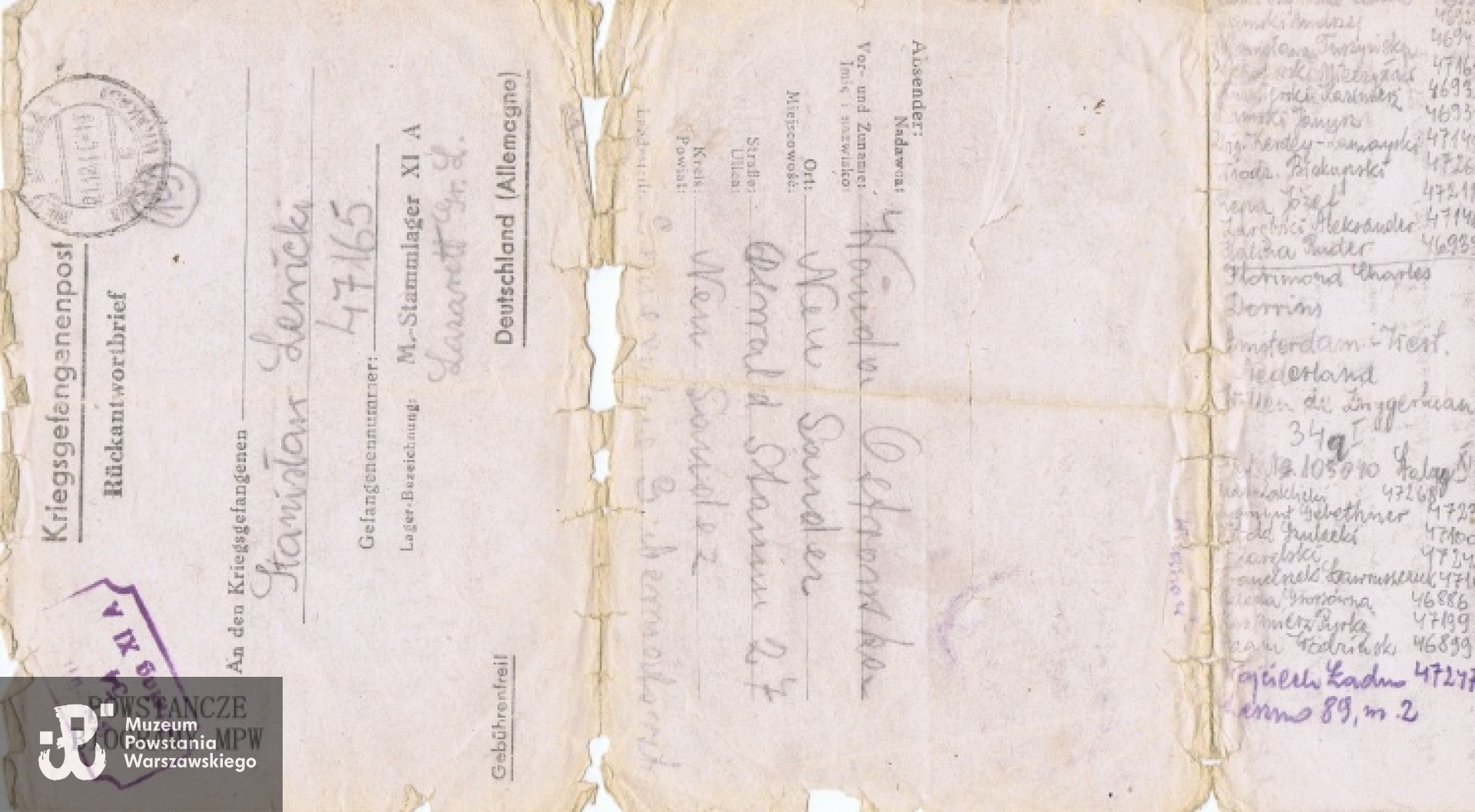 Korespondencja obozowa ze Stalagu XI A. Z archiwum rodzinnego Elżbiety Olszowskiej