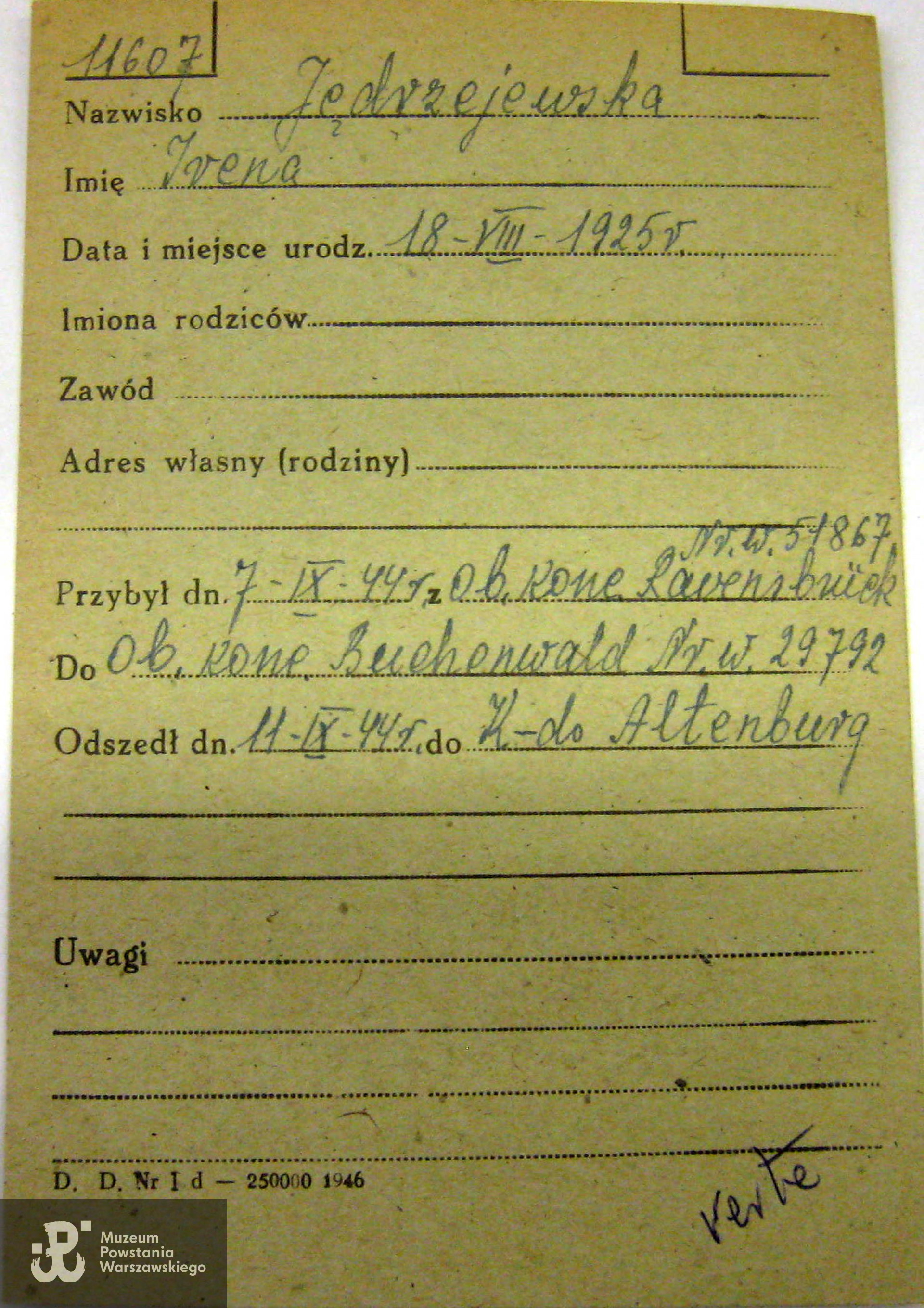 Polski Czerwony Krzyż - kartoteka