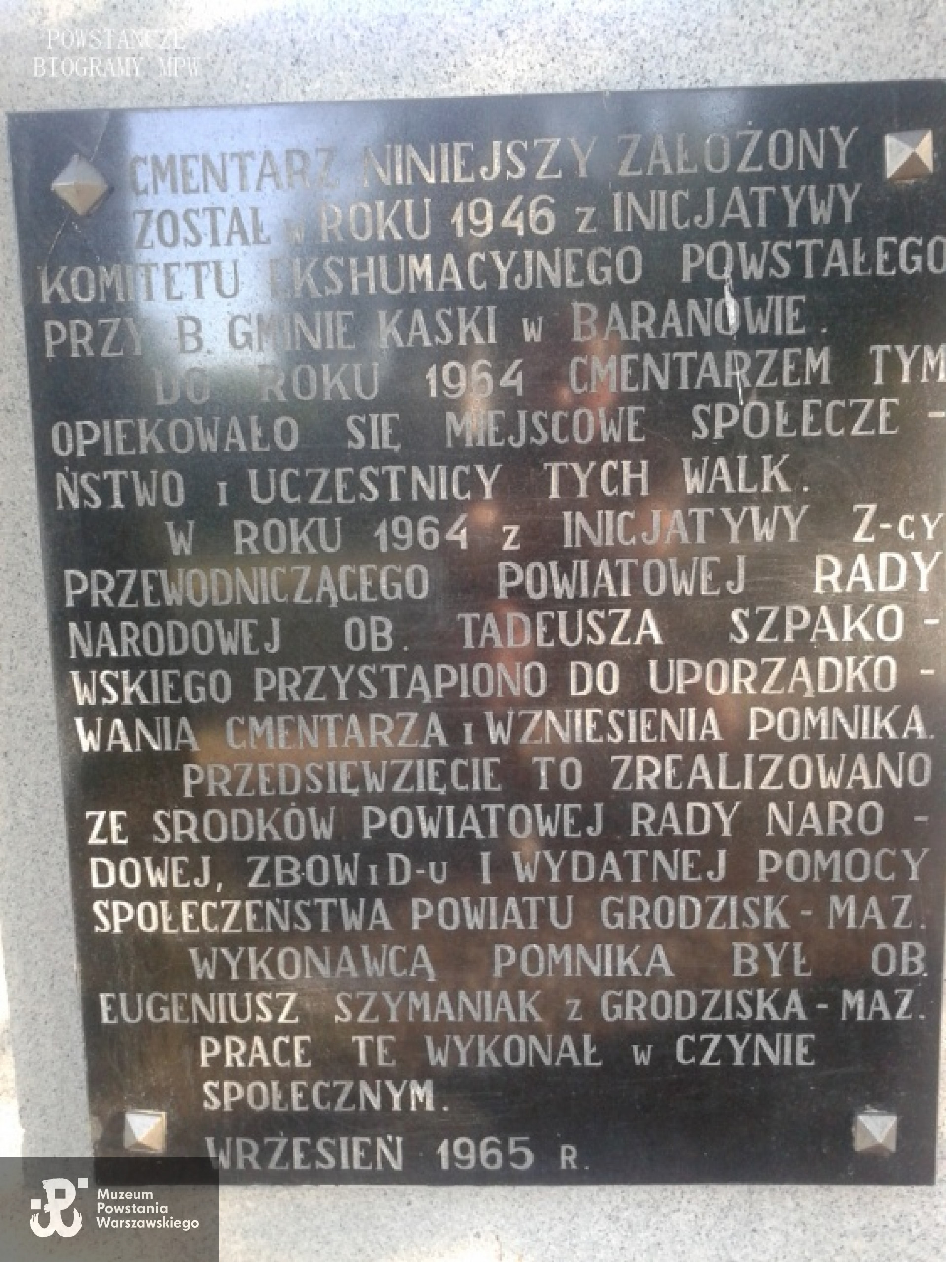 Cmentarz  Wojenny  żołnierzy AK Grupy Kampinos w Budach Zosinych. Fot. Mariusz Skroński.