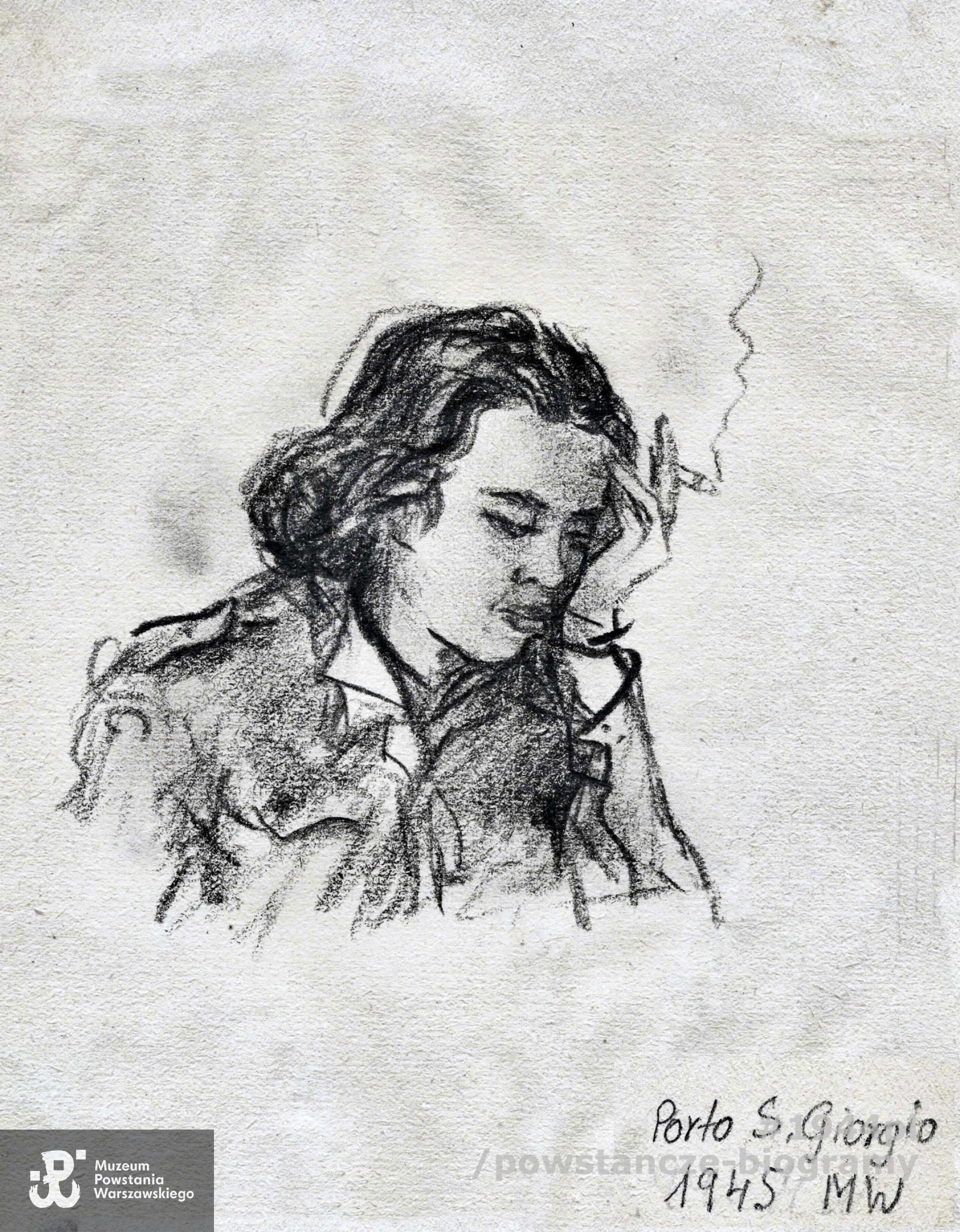 ppor. Alicja Halpern "Janka" - 1945 Porto San Giorgio, MW, szkic ołówkiem. Udostęnił p. Tadeusz Halpern 