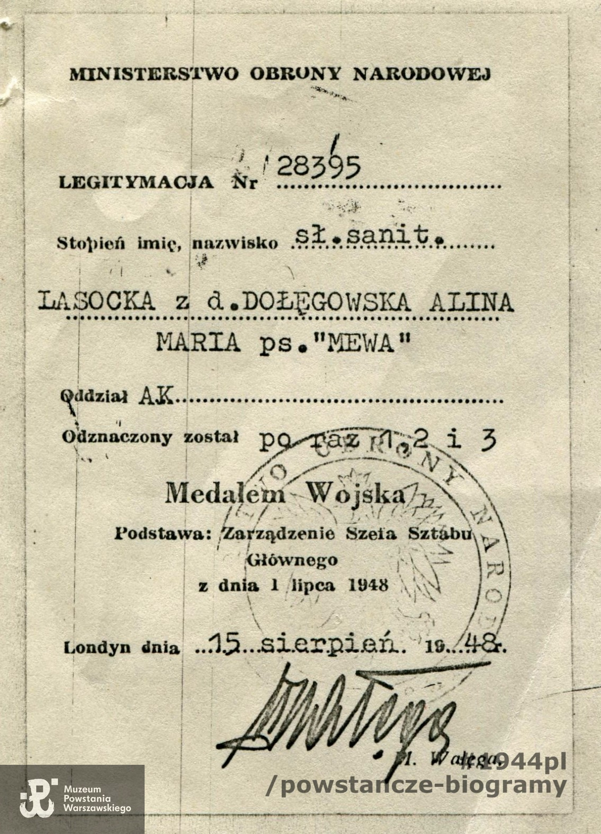 Archiwum rodzinne, skan: materiały do Słownika Uczestników Powstania Warszawskiego - Pokój Kombatanta MPW