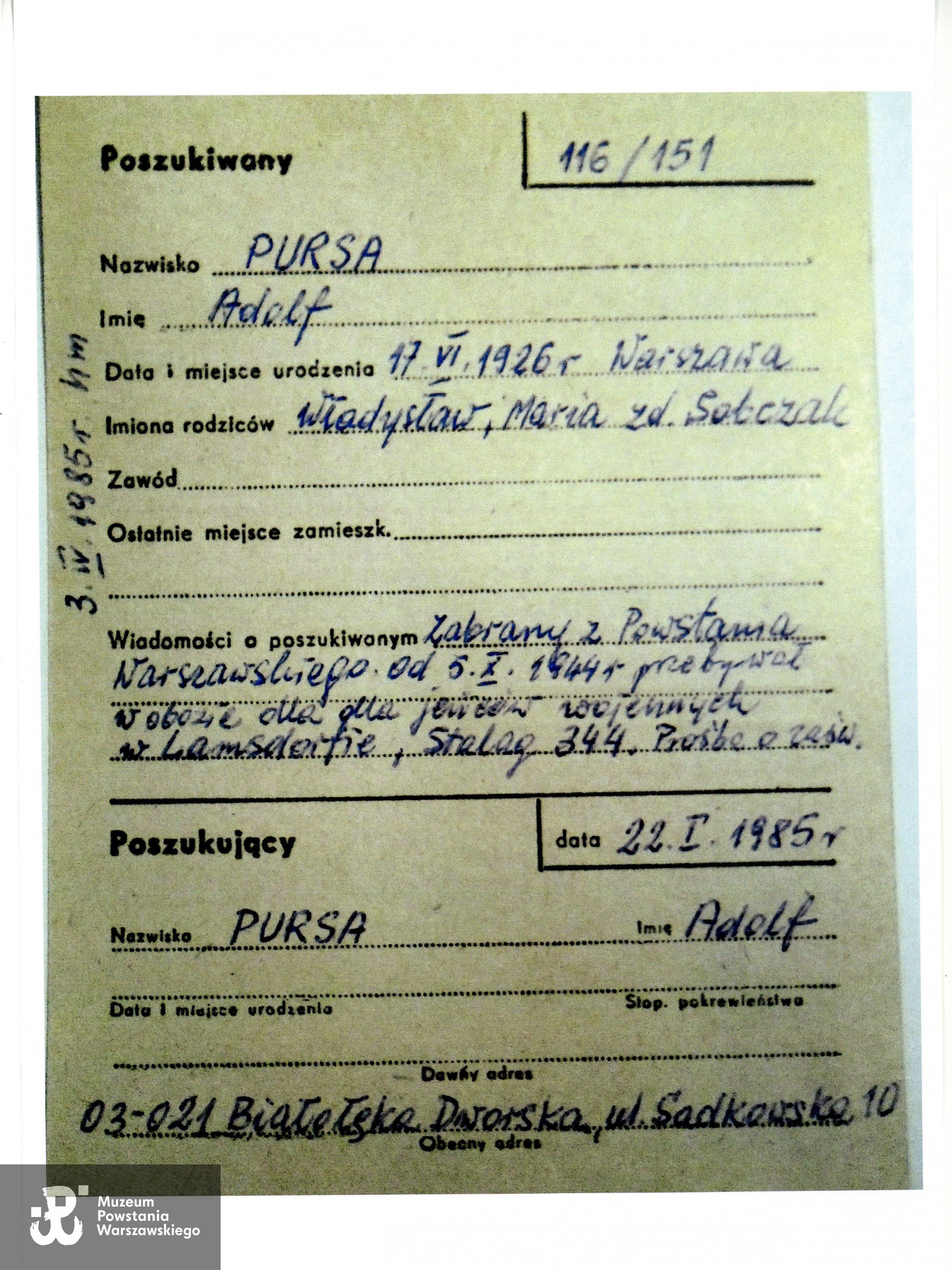 Polski Czerwony Krzyż - kartoteka