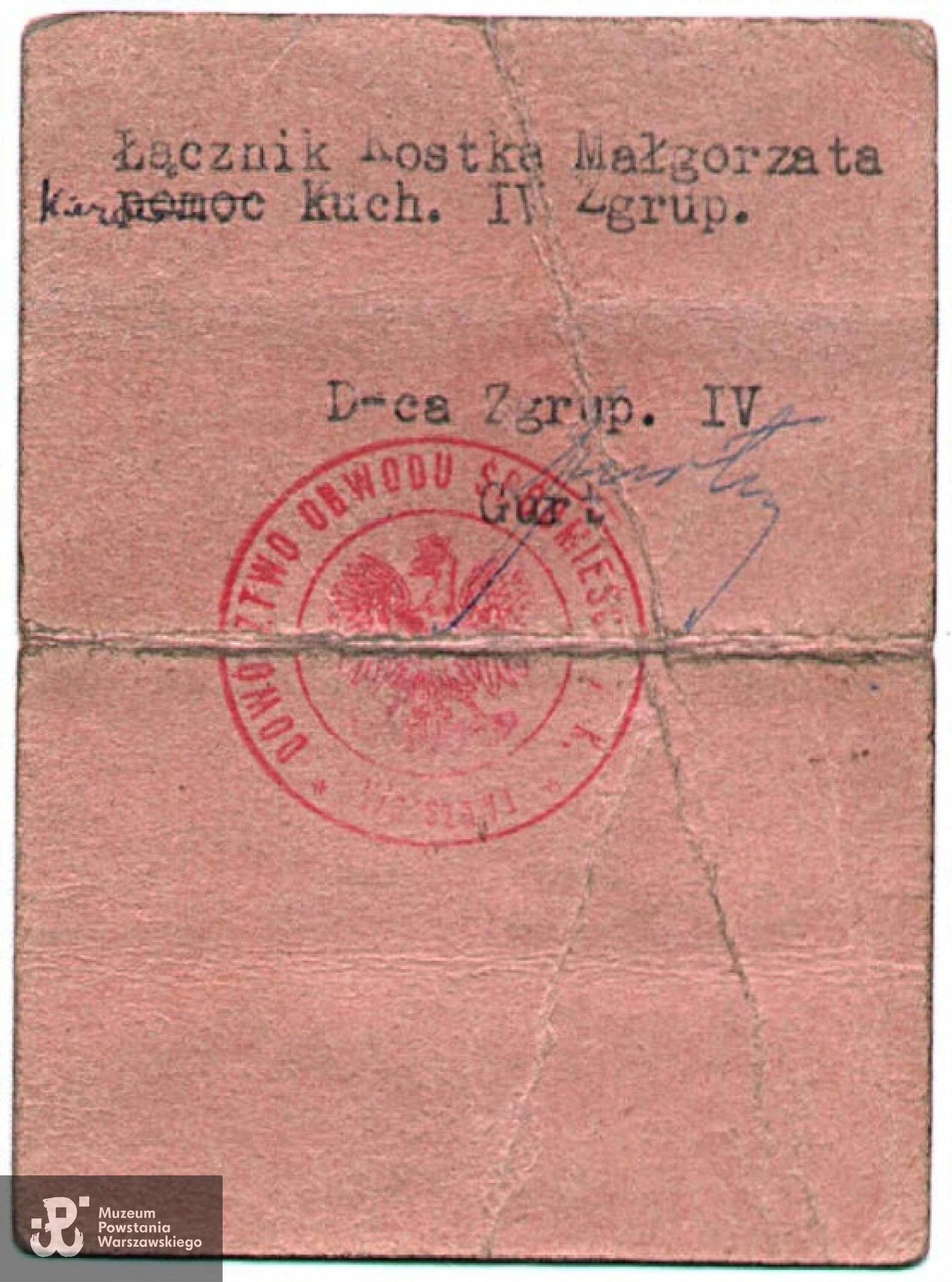 Legitymacja Armii Krajowej - rewers