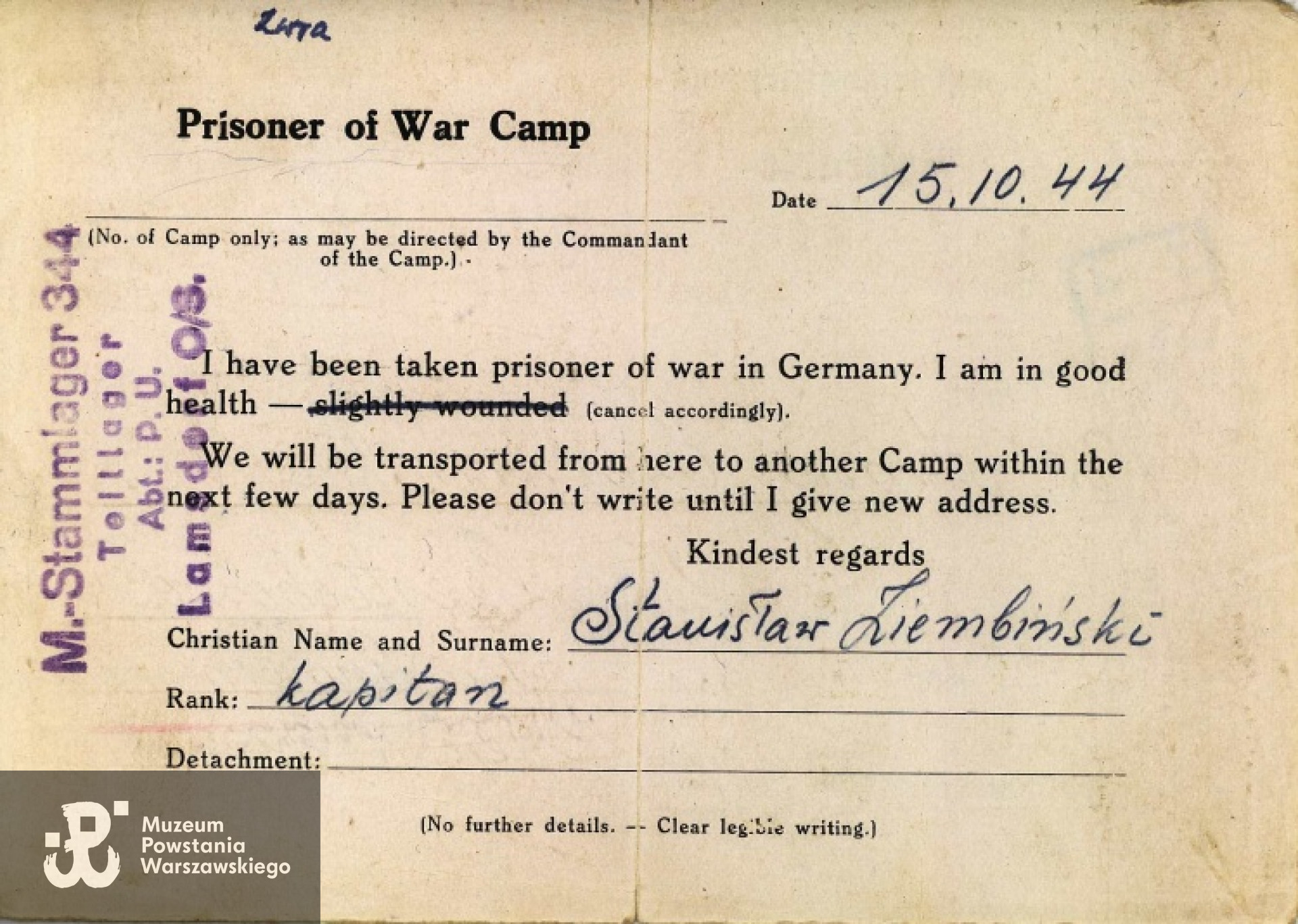 List ze Stalagu 344 Lamsdorf