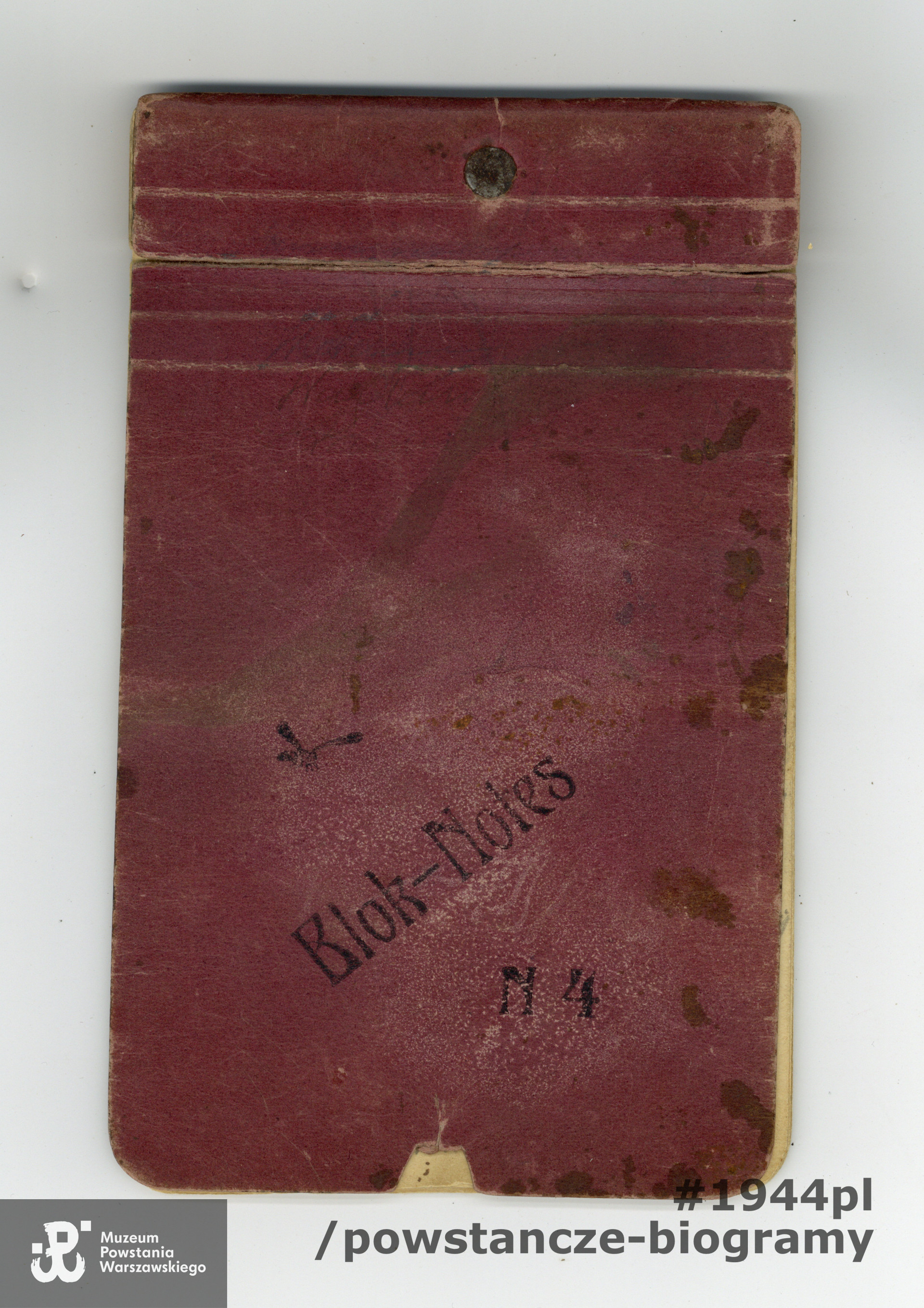 Pamiętnik zawierający wspomnienia Ireneusza Susłowa, uczestnika Powstania Warszawskiego, z okresu 01.08.1944-19.01.1945. Ireneusz Susłow był bratem Ofiarodawczyni, p. Alicji Marii Szeląg. Ze zbiorów Muzeum Powstania Warszawskiego, sygn. P/9186/19