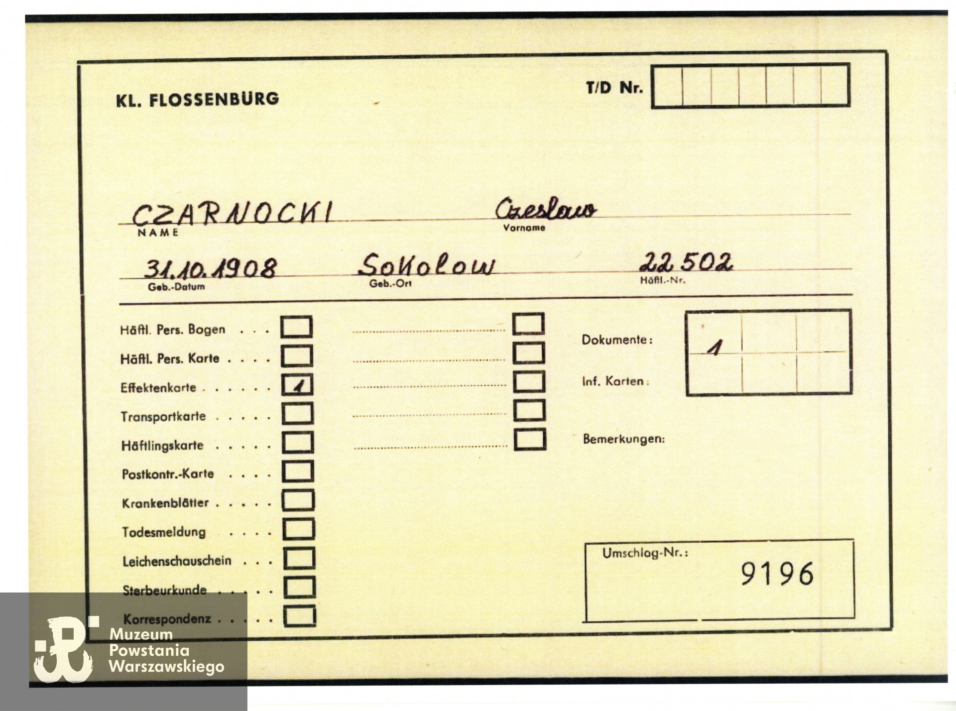źr. Teczki personale uczestników PW - Pokój Kombatanta MPW