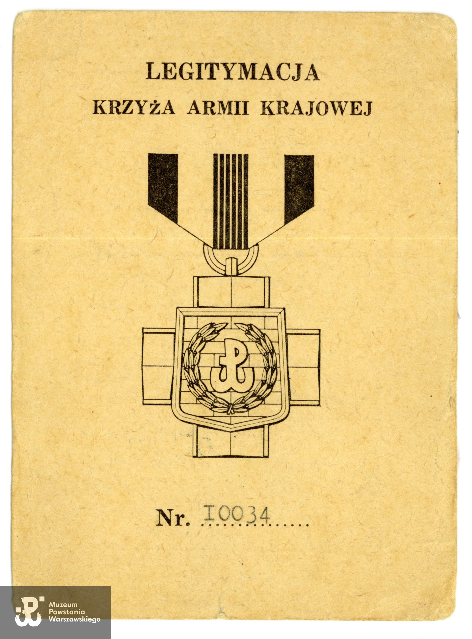 Legitymacja odznaczeniowa - Krzyż Armii Krajowej. Ze zbiorów rodzinnych p. Joanny Lechowicz, córki Powstańca. Skany wykonano w Muzeum Powstania Warszawskiego wiosną 2025 r. 