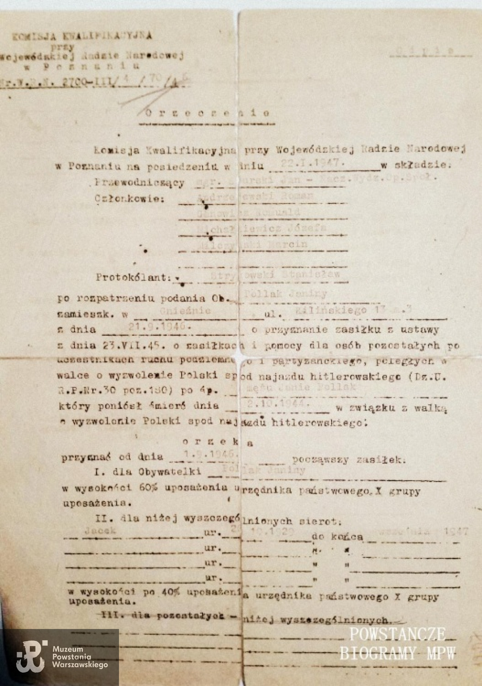 Z archiwum rodzinnego Teresy, Kazimierza i Jana Pollaków. Udostępnił Piotr Blak <i> Spadkobiercy żołnierzy Kompanii "Koszta"</i>