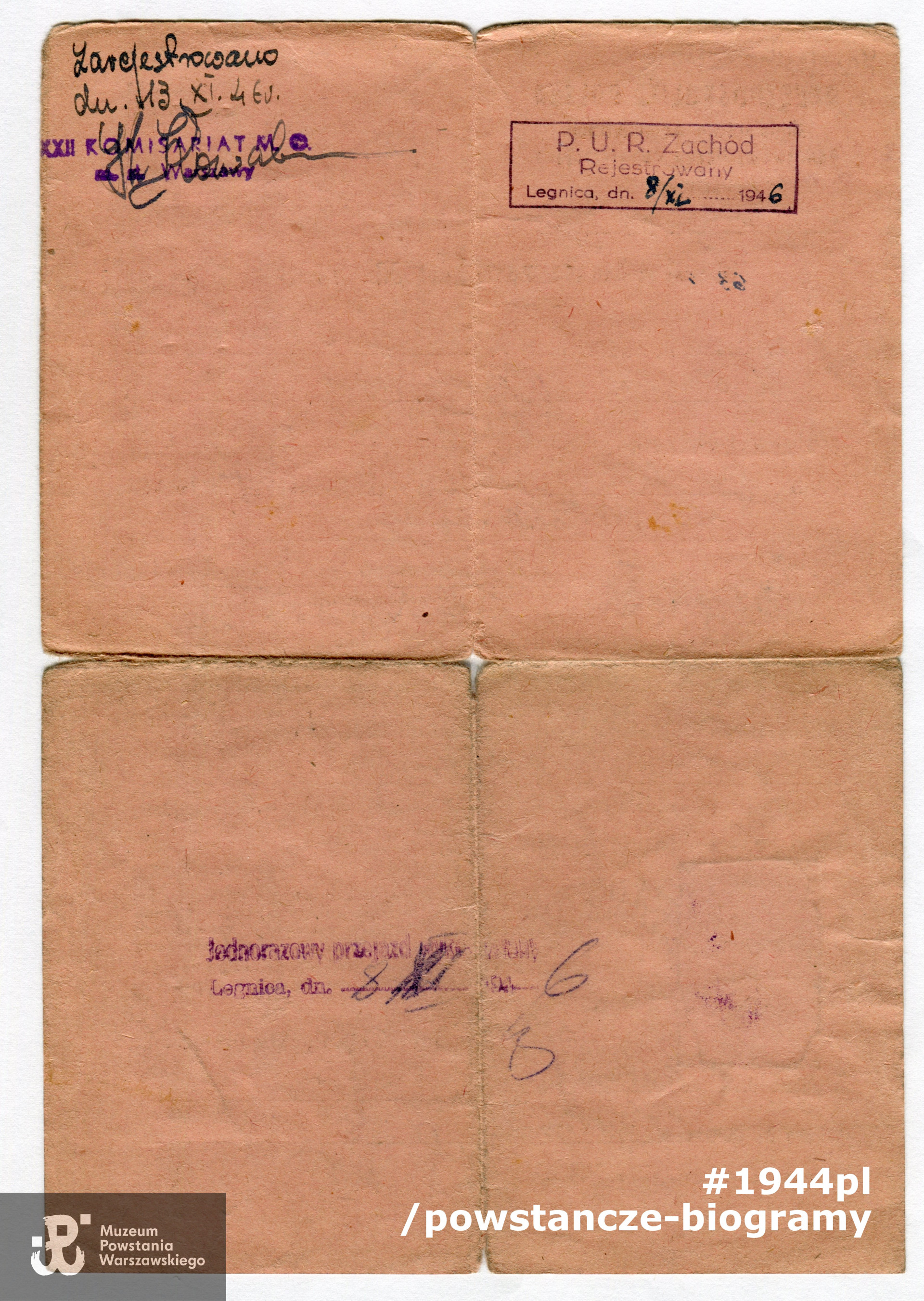 Zaświadczenie powrotne Państwowego Urzędu Repatriacyjnego. 