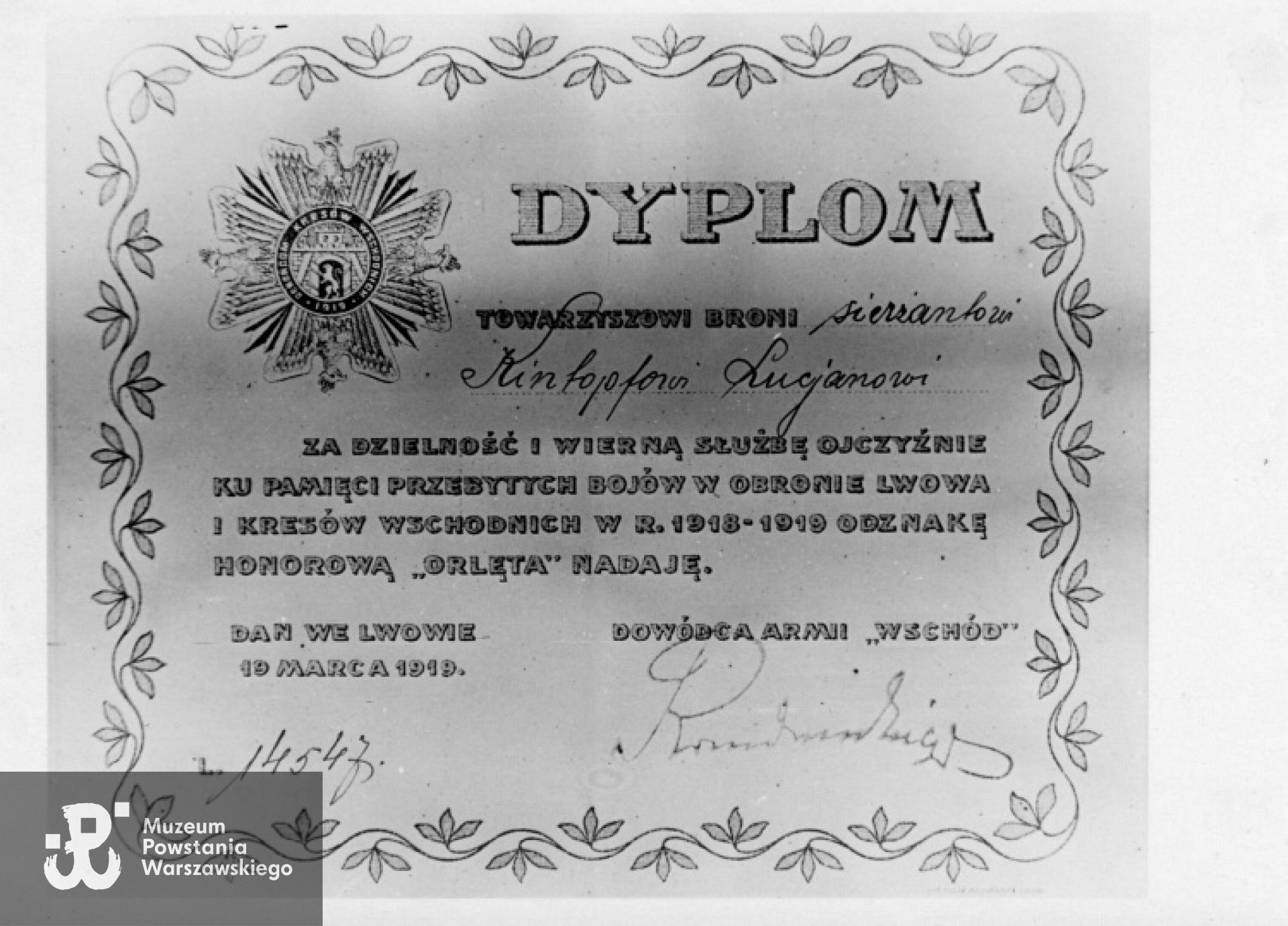 Ze zbiorów rodzinnych, skan udostępnił p. Piotr Kintopf, syn Powstańca (2012)