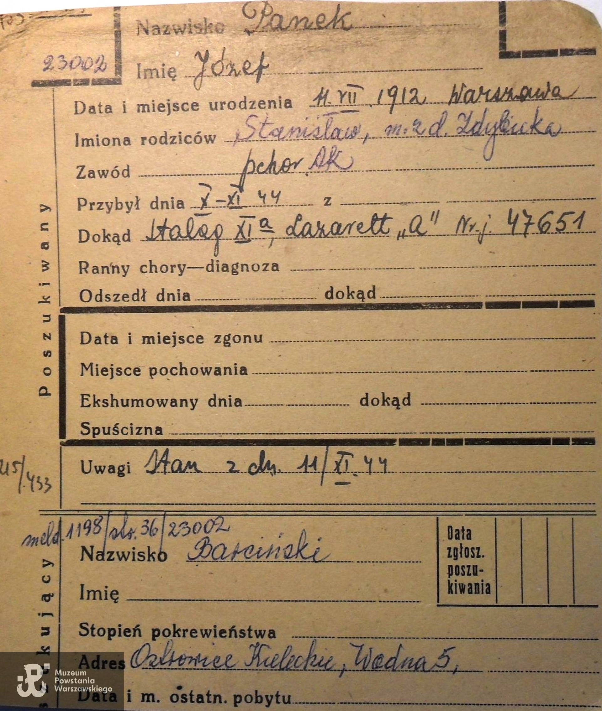 Polski Czerwony Krzyż - kartoteka