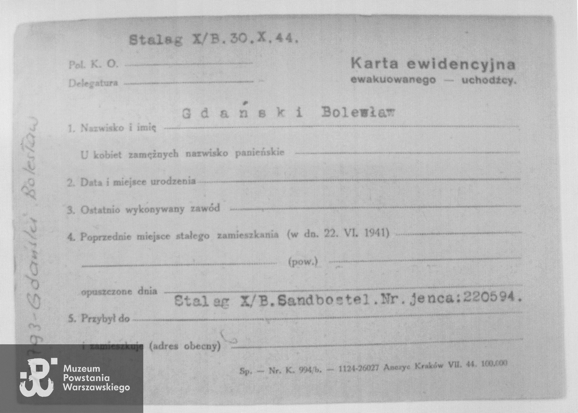 Polski Czerwony Krzyż - kartoteka