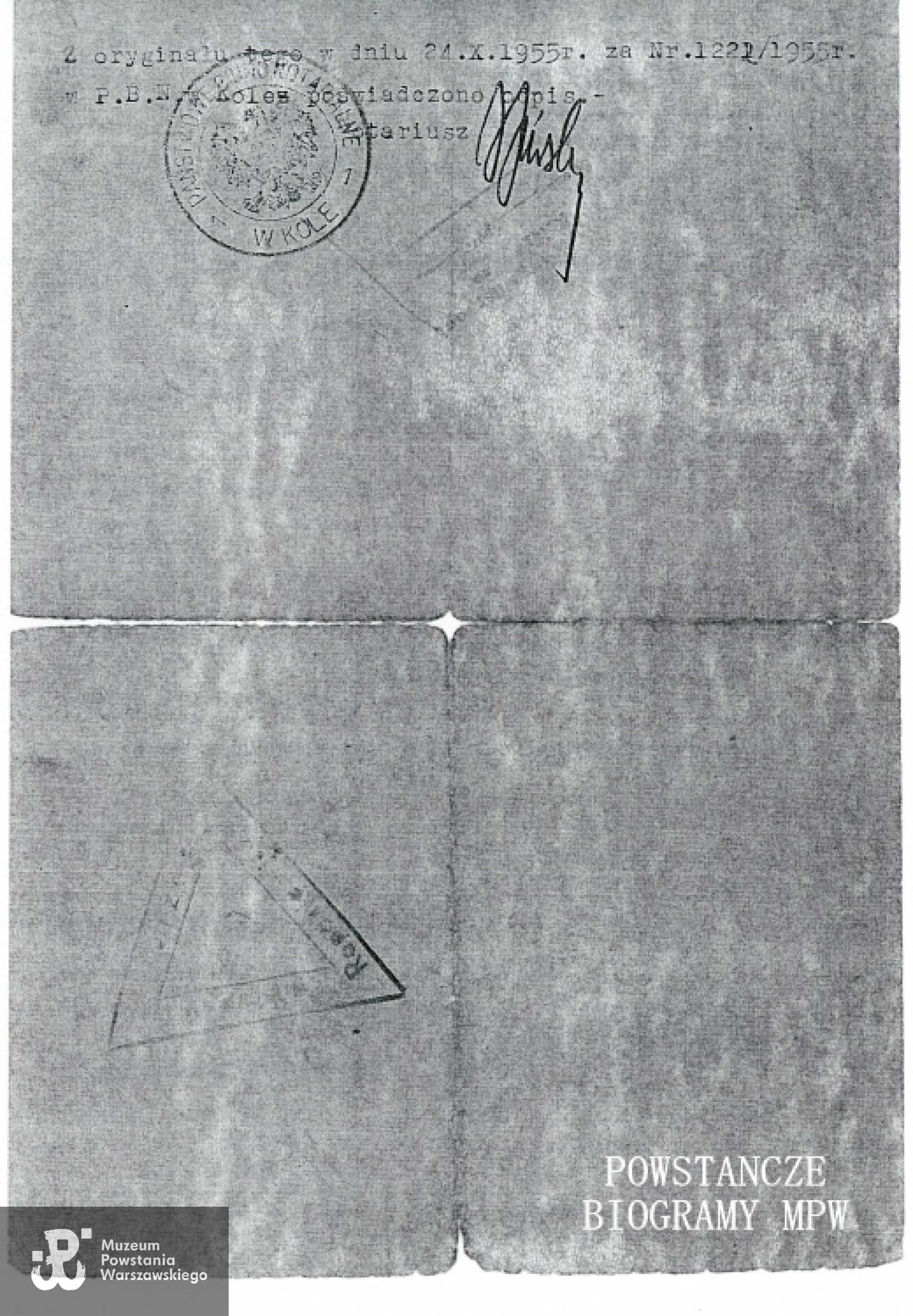 Zaświadczenie repatriacyjne - rewers. Z archiwum rodzinnego Bernarda Gwiaździńskiego