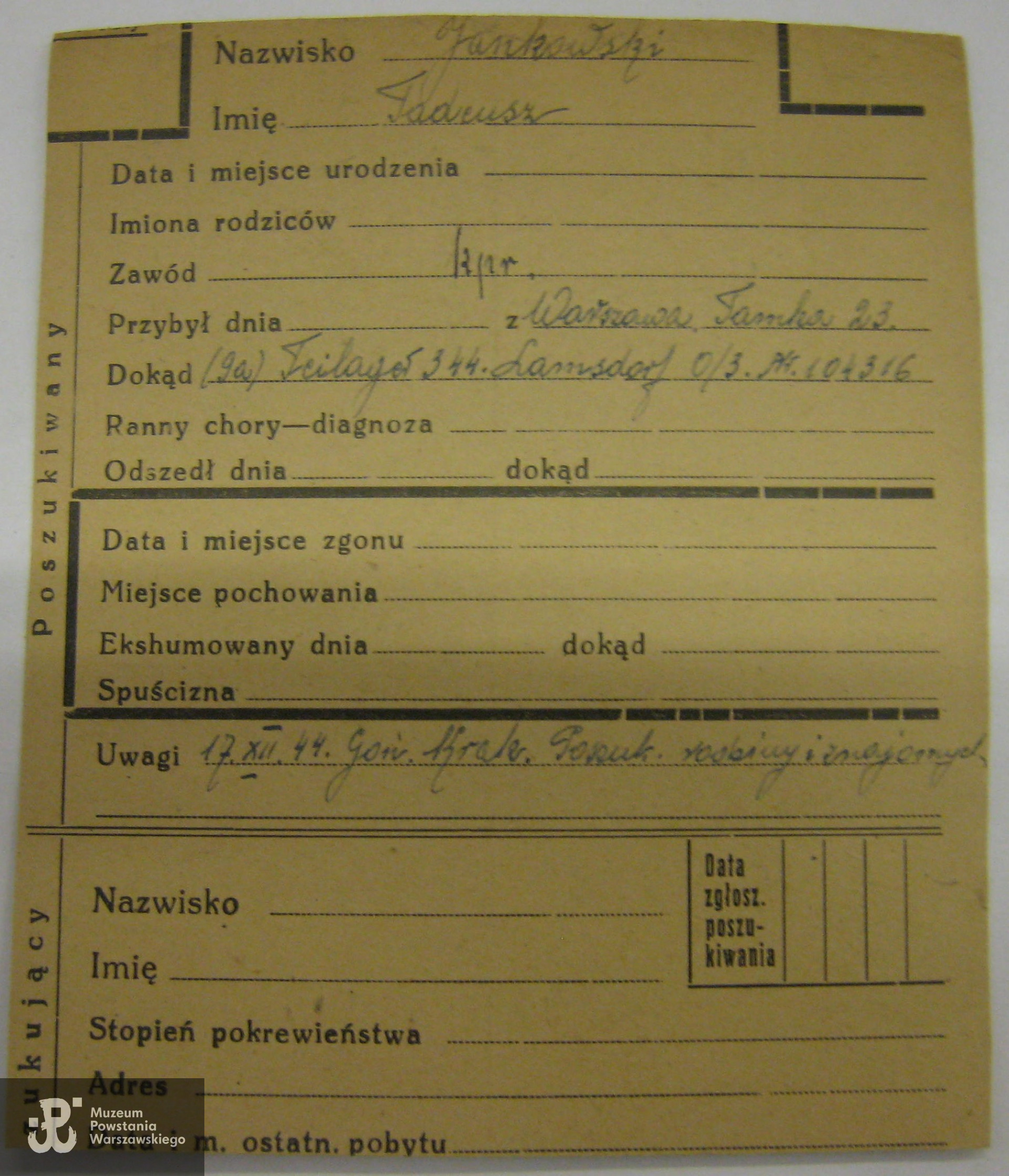 Polski Czerwony Krzyż - kartoteka