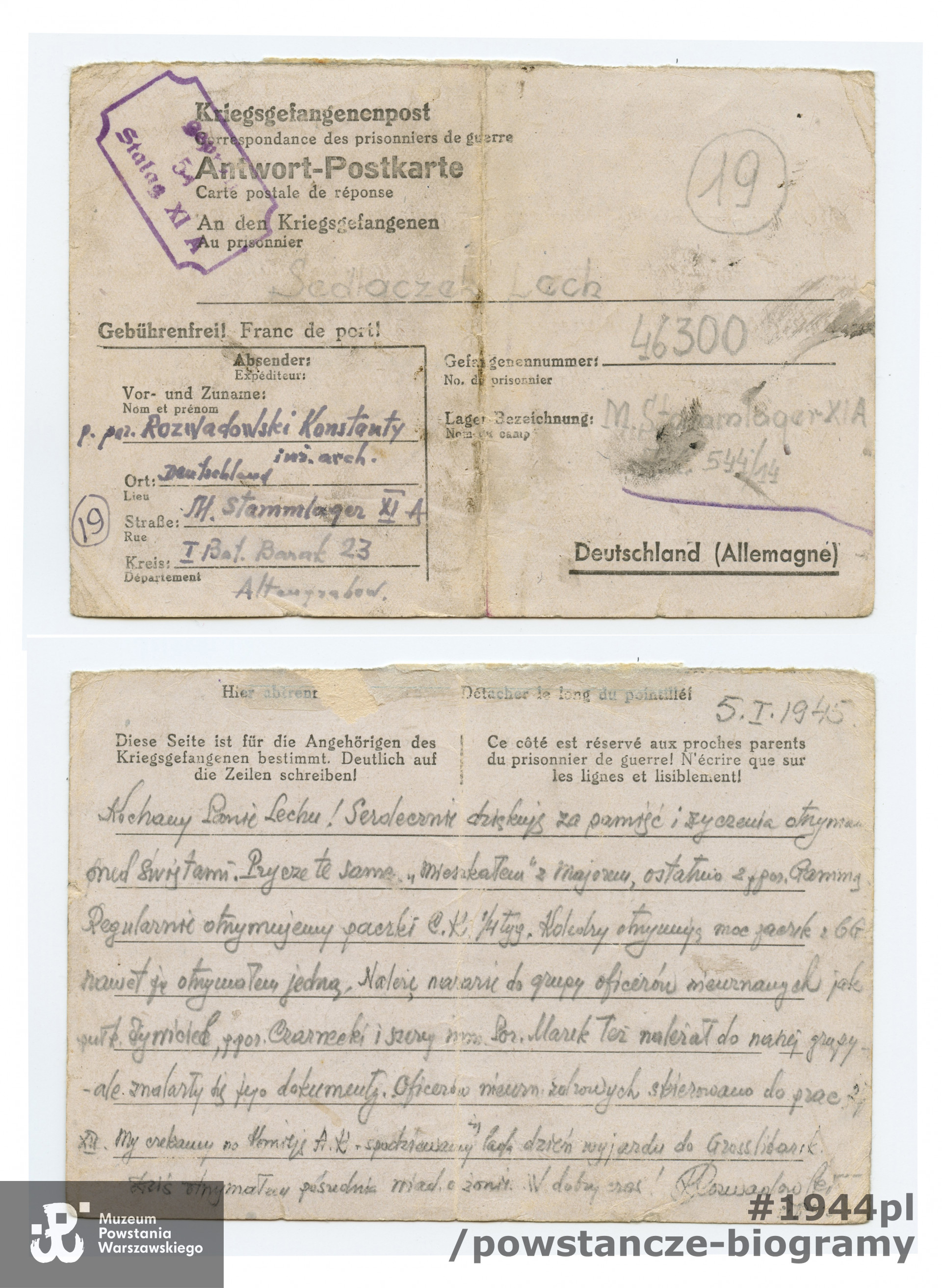 List od ppor. Rozwadowskiego. Z archiwum rodzinnego p. Lecha Sedlaczka ps. Hak