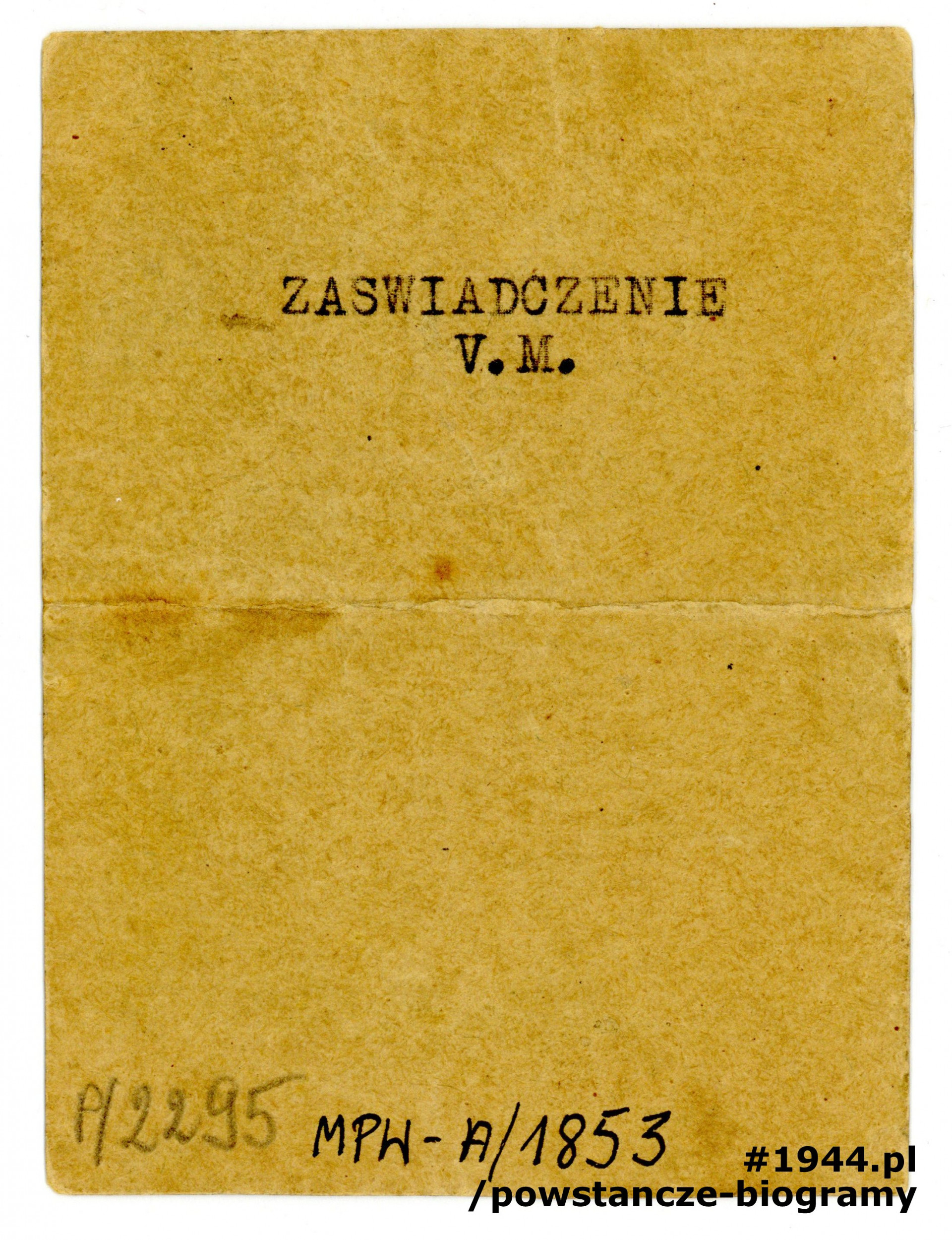 Dokument ze zbiorów Archiwum Muzeum Powstania Warszawskiego