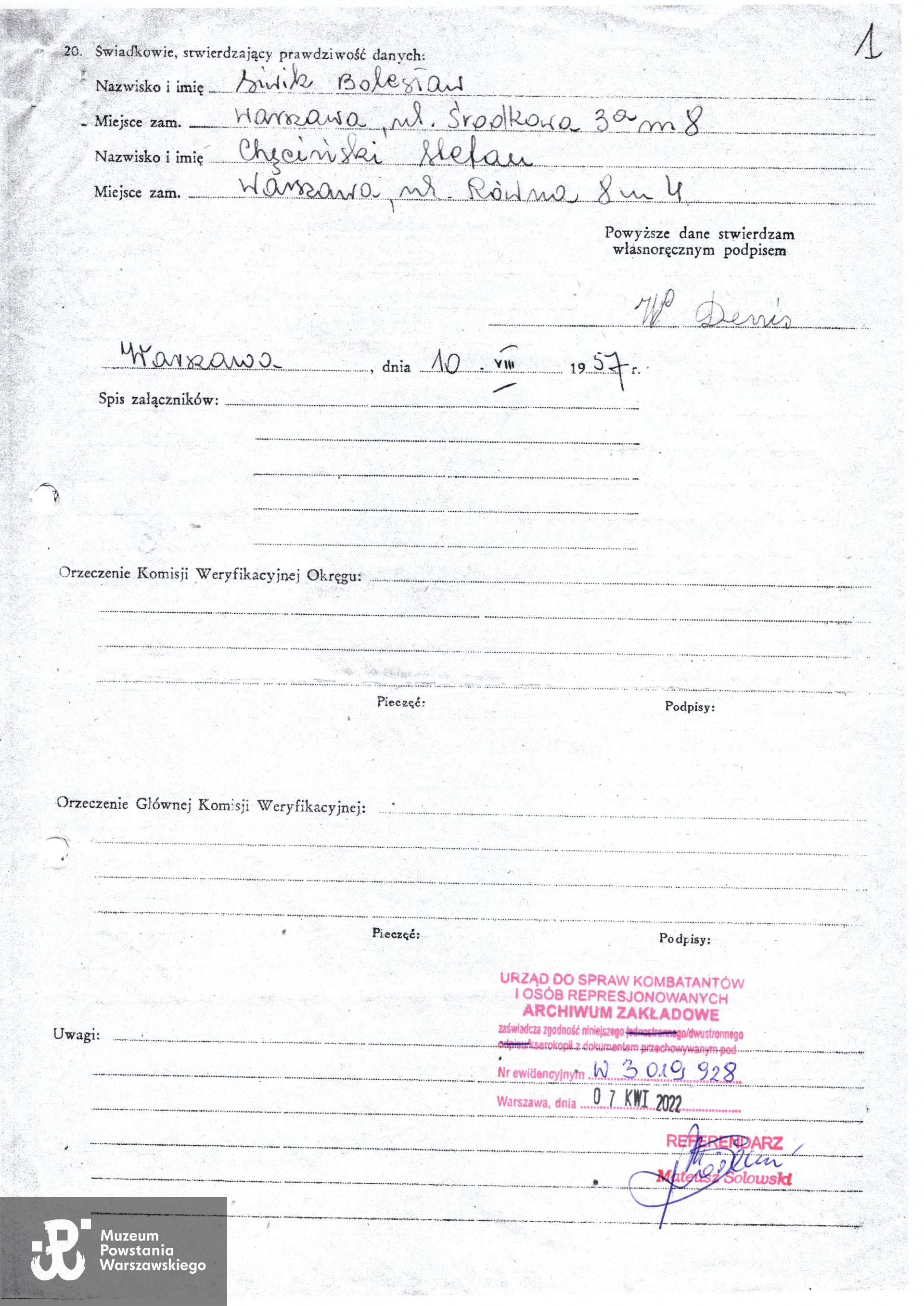 Źródło: Archiwum UdsKiOR, skan udostępnił p. Paweł Imiołek