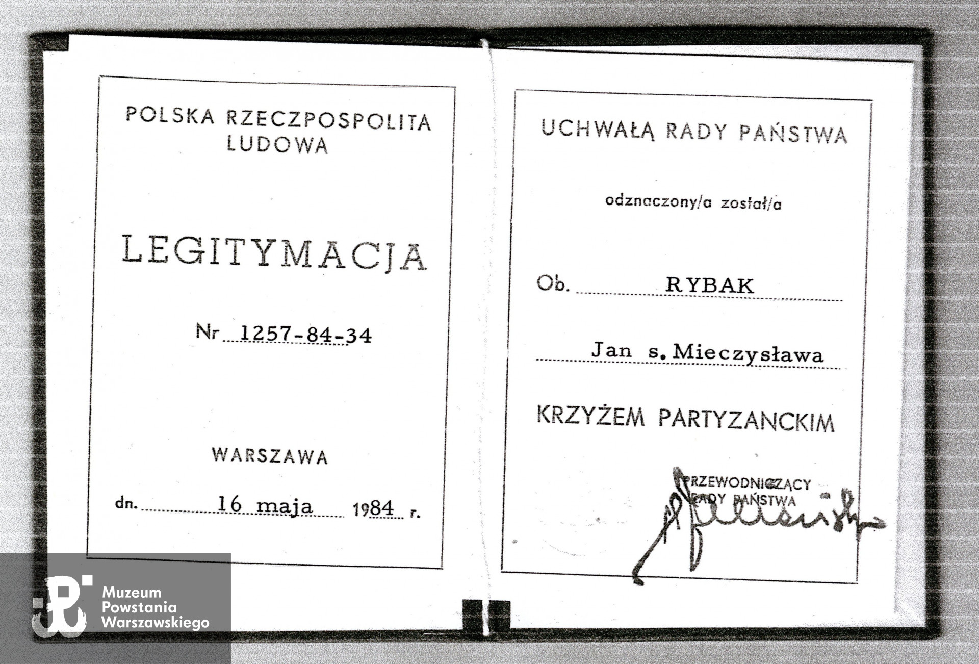 Kserokopia dokumentu z archiwum p. Jana Rybaka