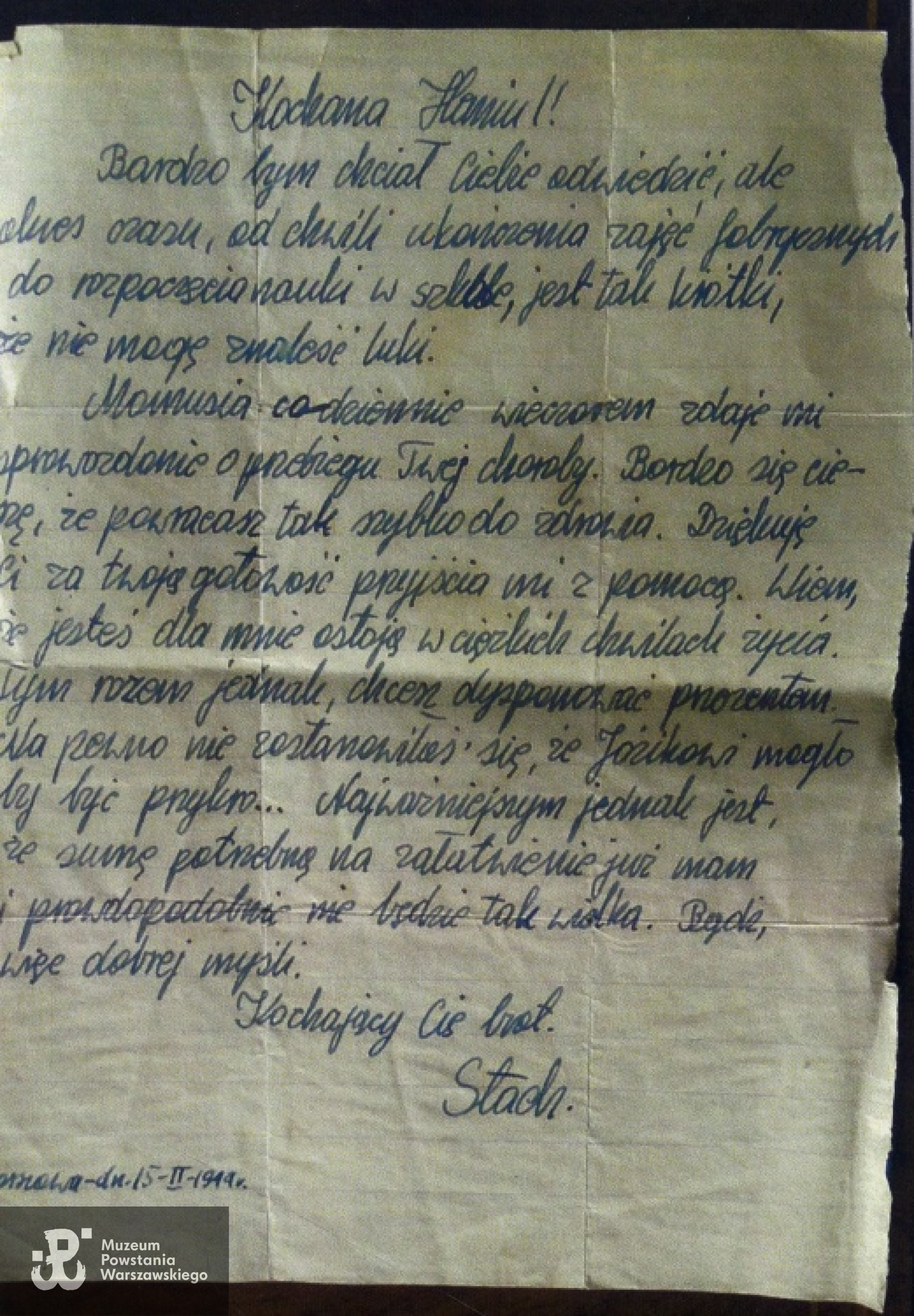 List  Stanisława do siostry - luty 1944 r.  Z archiwum Krystyny Badowskiej