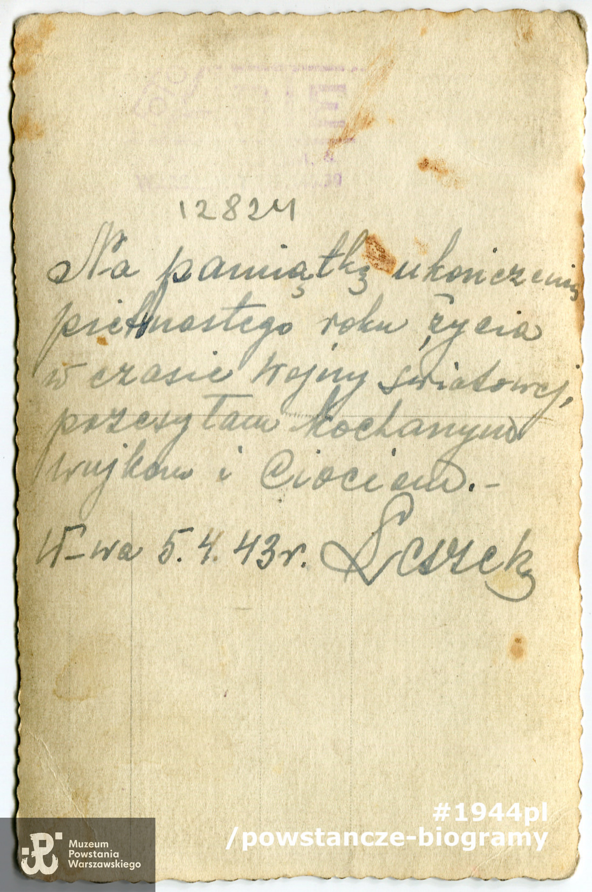 1943 rok.  Fot. ze zbiorów rodzinnych p. Barbary Warot