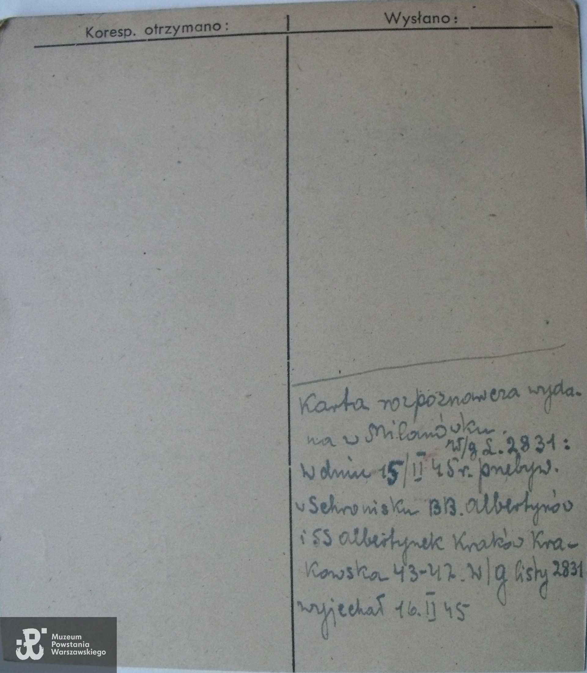 Polski Czerwony Krzyż - kartoteka ogólna