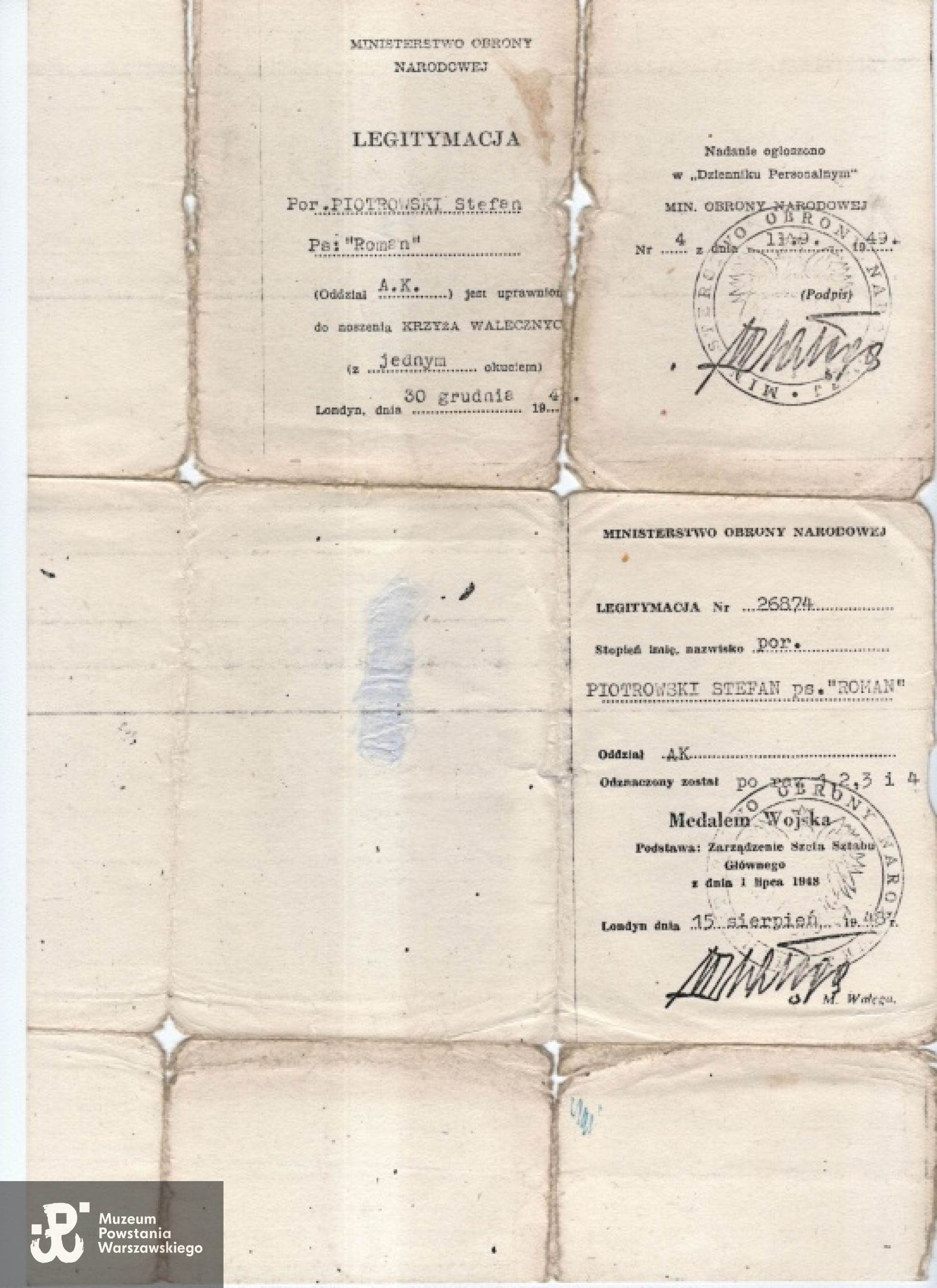 Ze zbiorów rodzinnych, skan udostępnił p. Piotr Surma, wnuk Powstańca